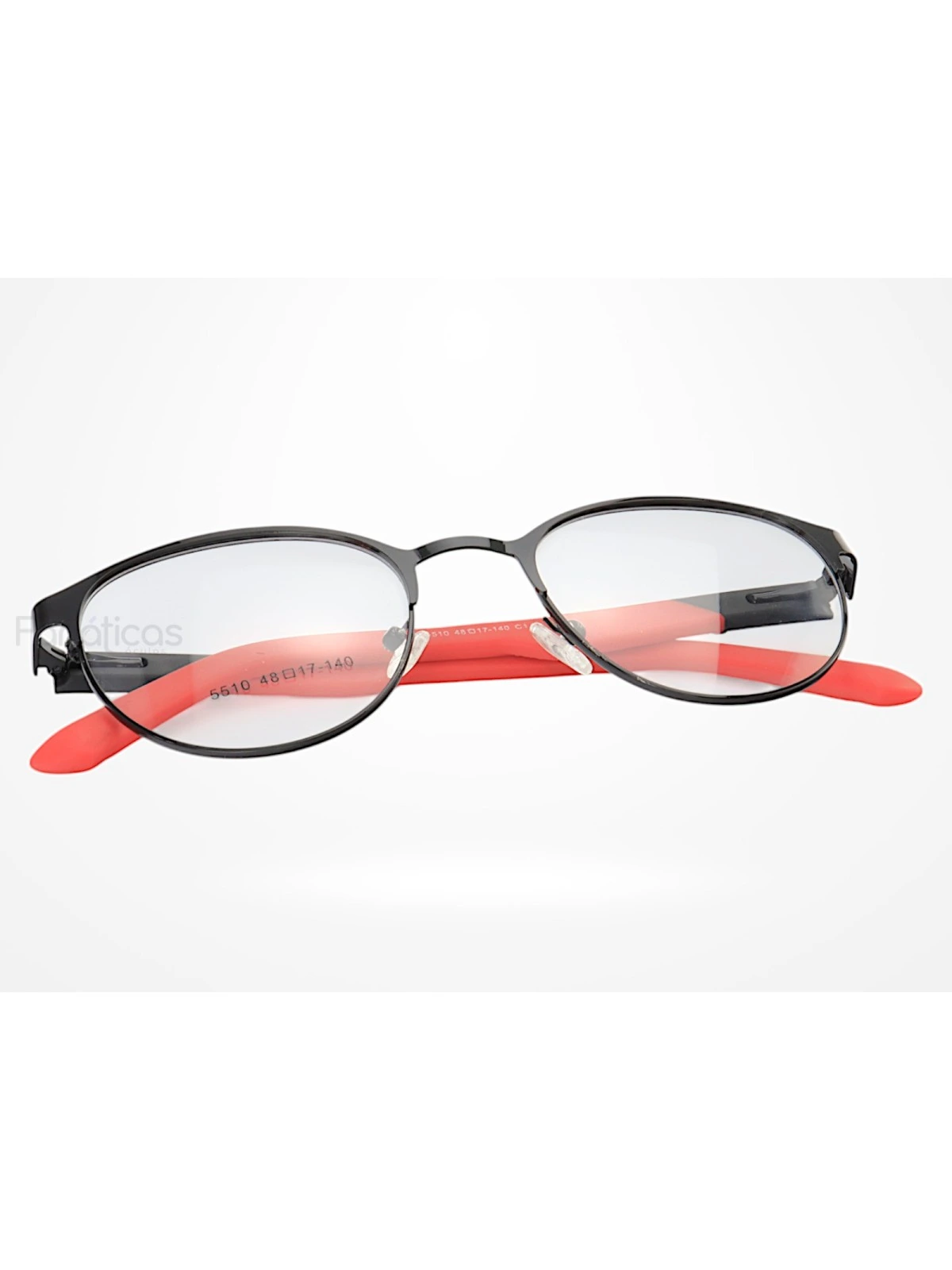 Armação de Óculos 5510 Redondo Preto e Vermelho