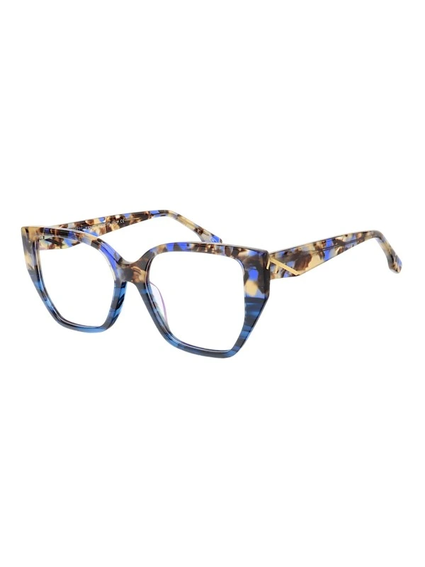 Armação de Óculos Quadrada FE50073 Azul Tartaruga