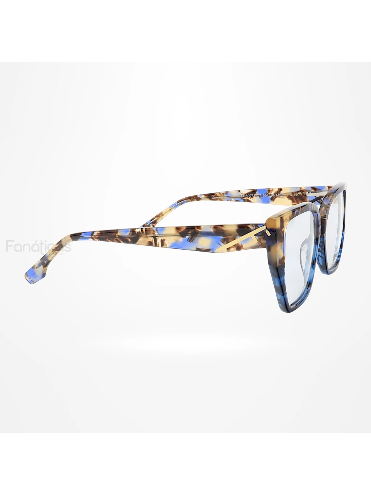 Armação de Óculos Quadrada FE50073 Azul Tartaruga