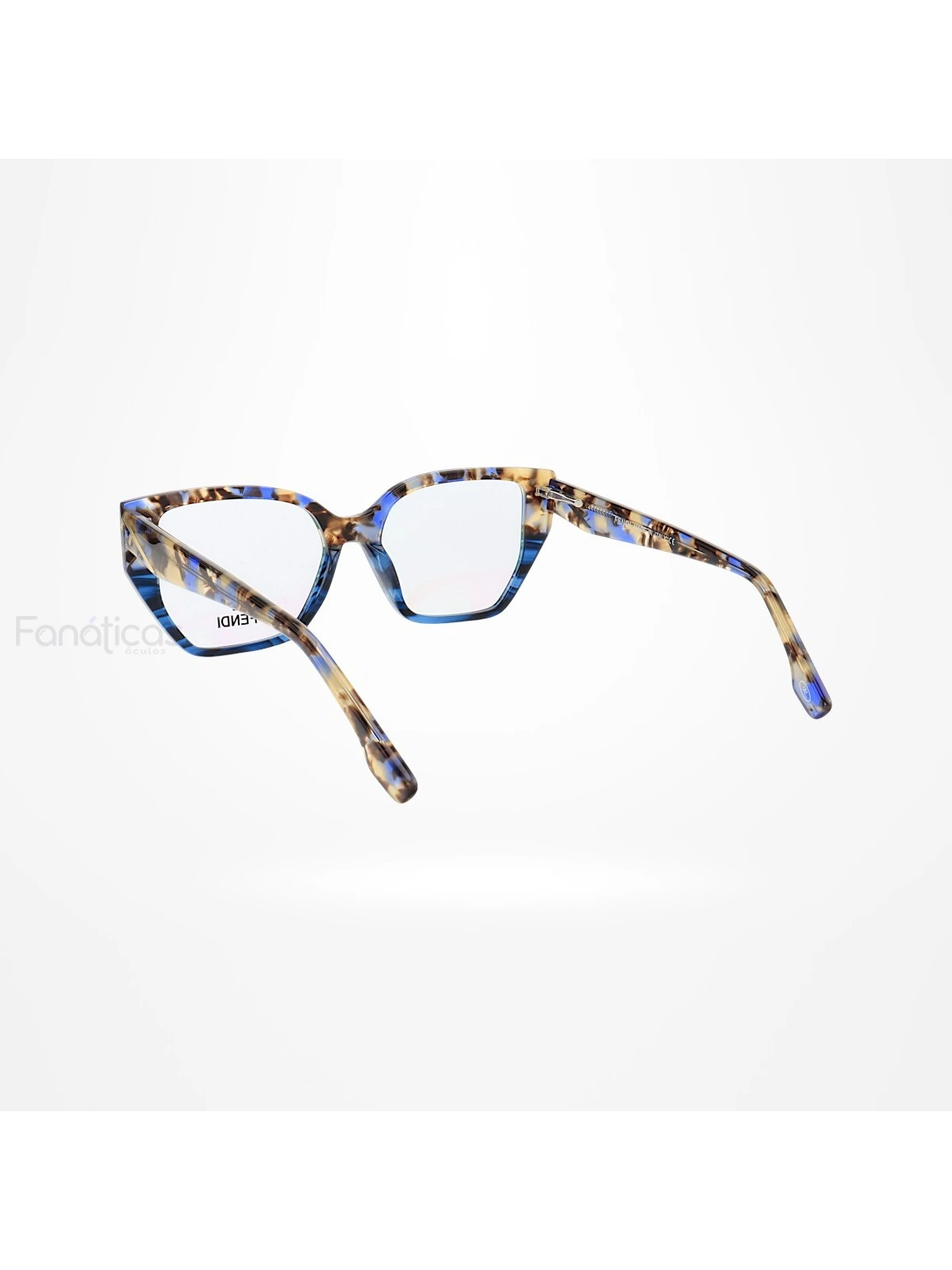 Armação de Óculos Quadrada FE50073 Azul Tartaruga