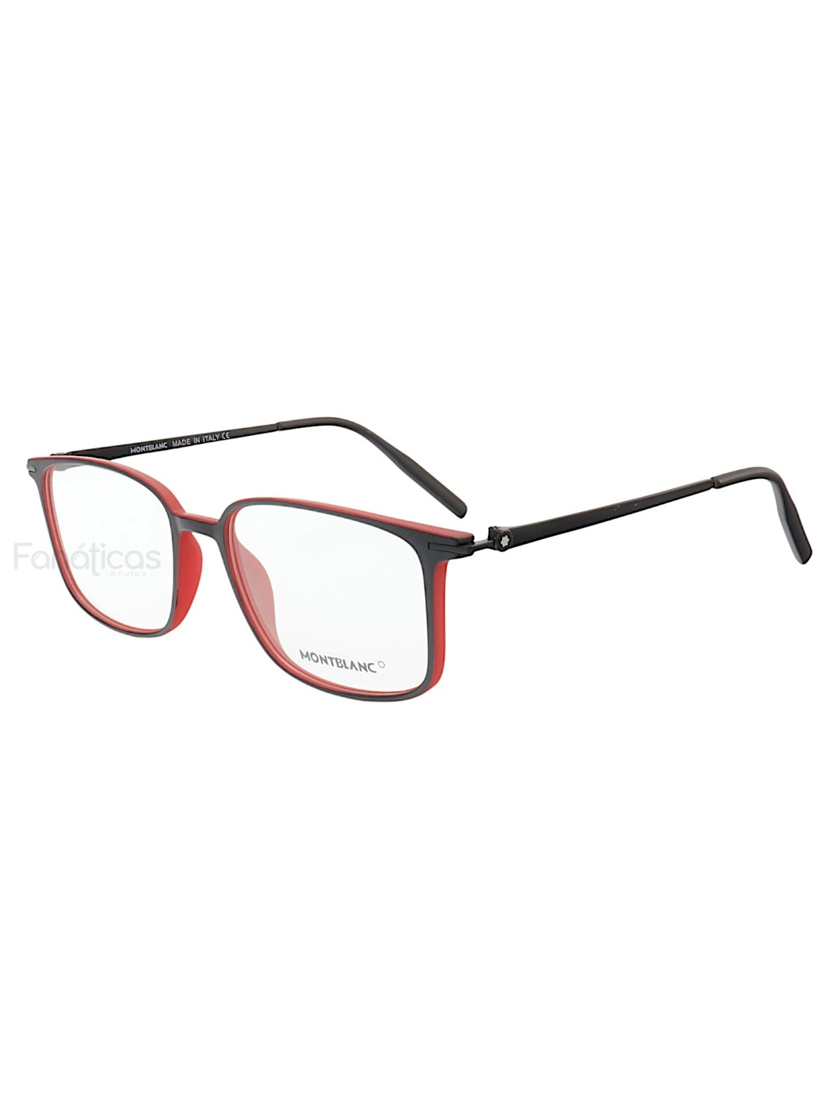 Armação de Óculos Quadrada MB0196O Preto e Vermelho