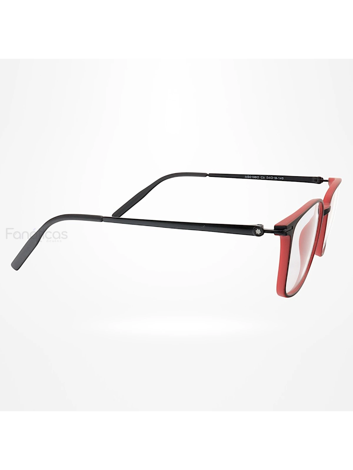 Armação de Óculos Quadrada MB0196O Preto e Vermelho