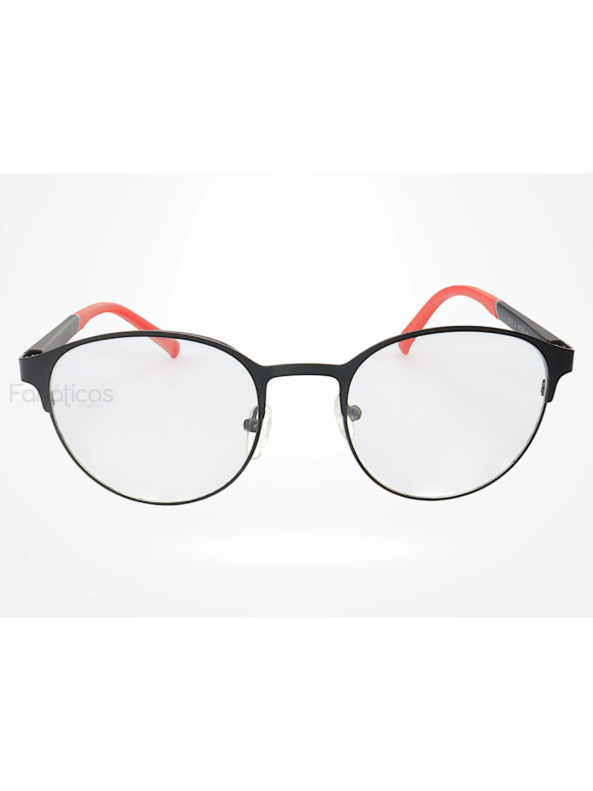 Armação de Óculos 6003 Redondo Preto e Vermelho