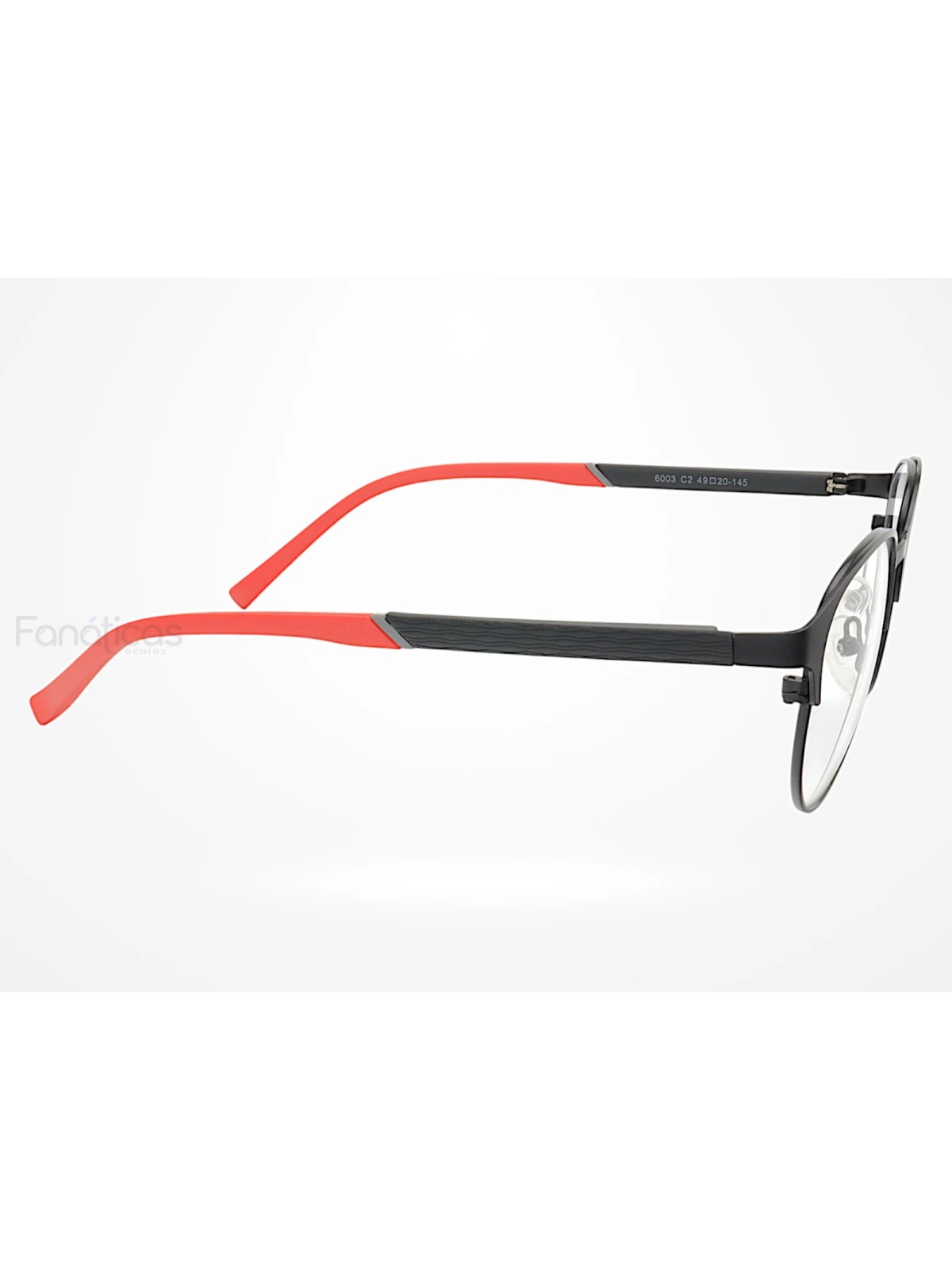 Armação de Óculos 6003 Redondo Preto e Vermelho