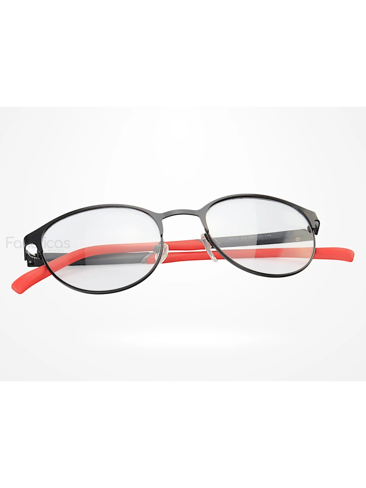Armação de Óculos 6003 Redondo Preto e Vermelho