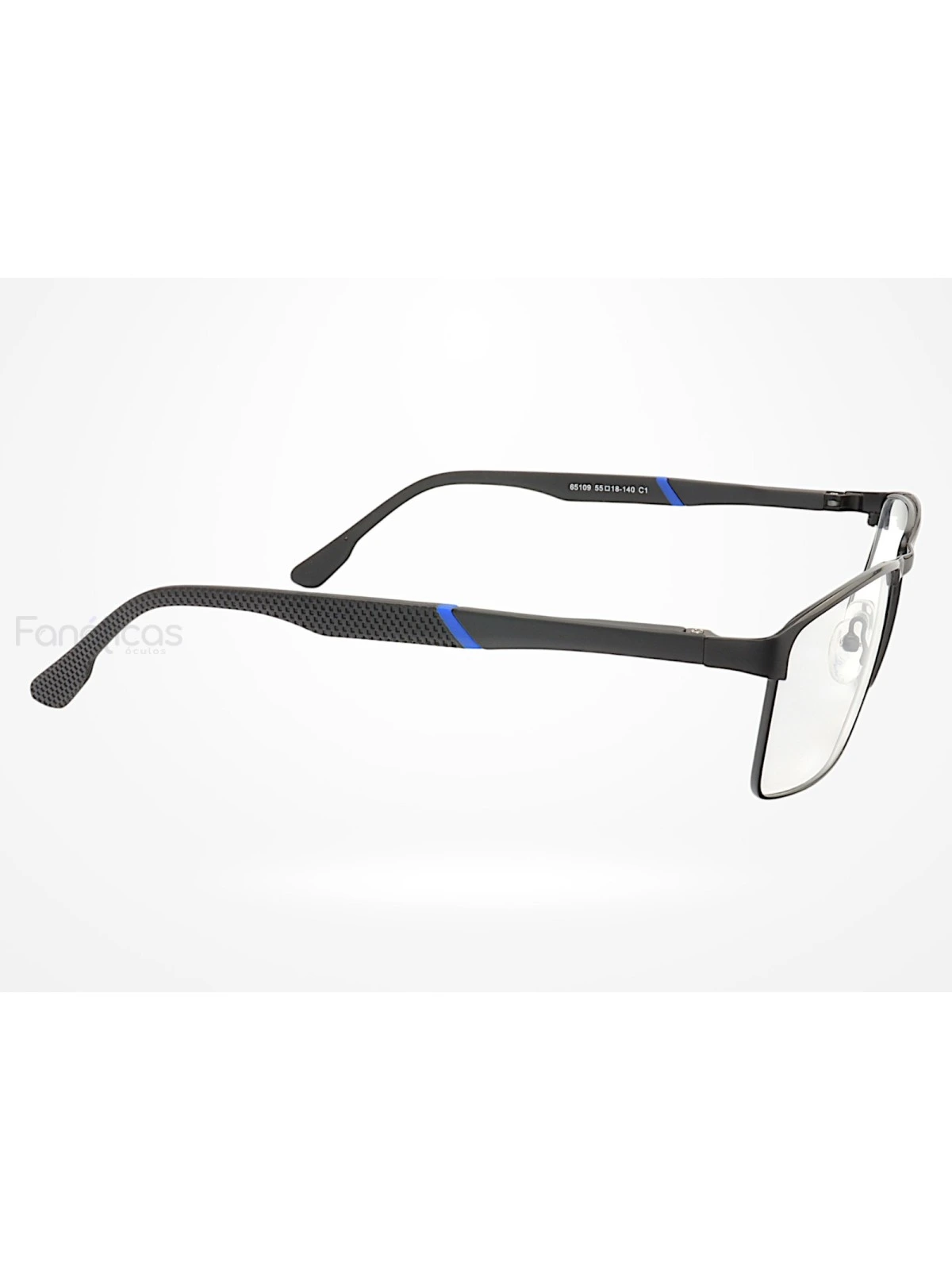 Armação de Óculos 65109 Quadrado Preto e Azul