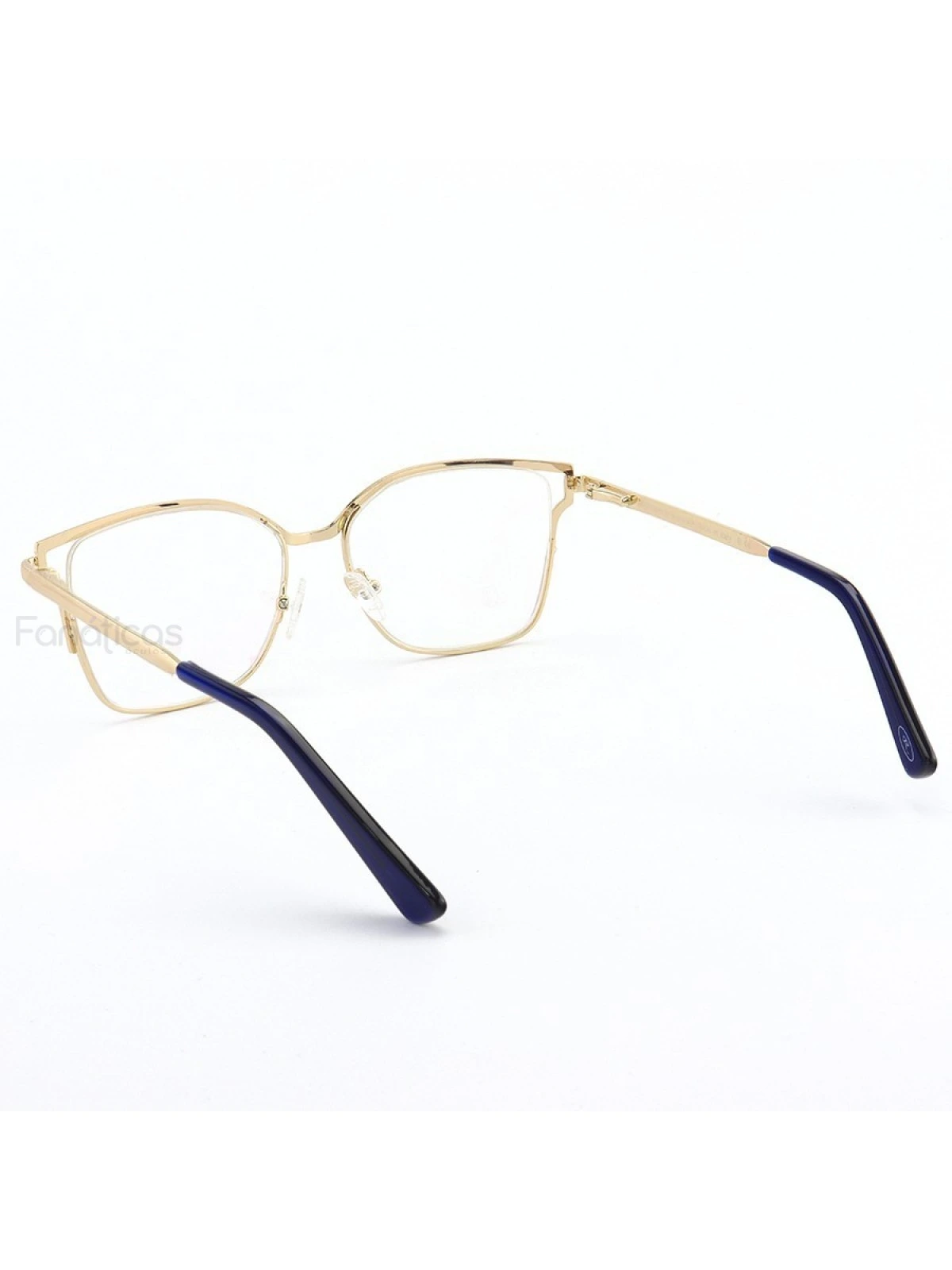 Armação de Óculos Quadrada PD54 Dourado e Azul