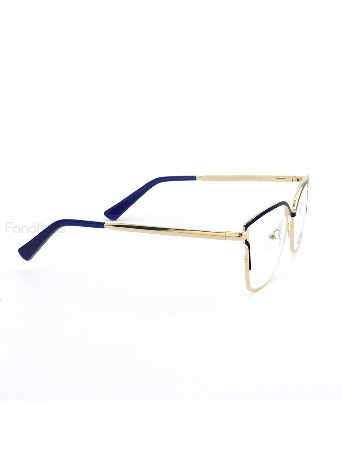 Armação de Óculos Quadrada PD54 Dourado e Azul