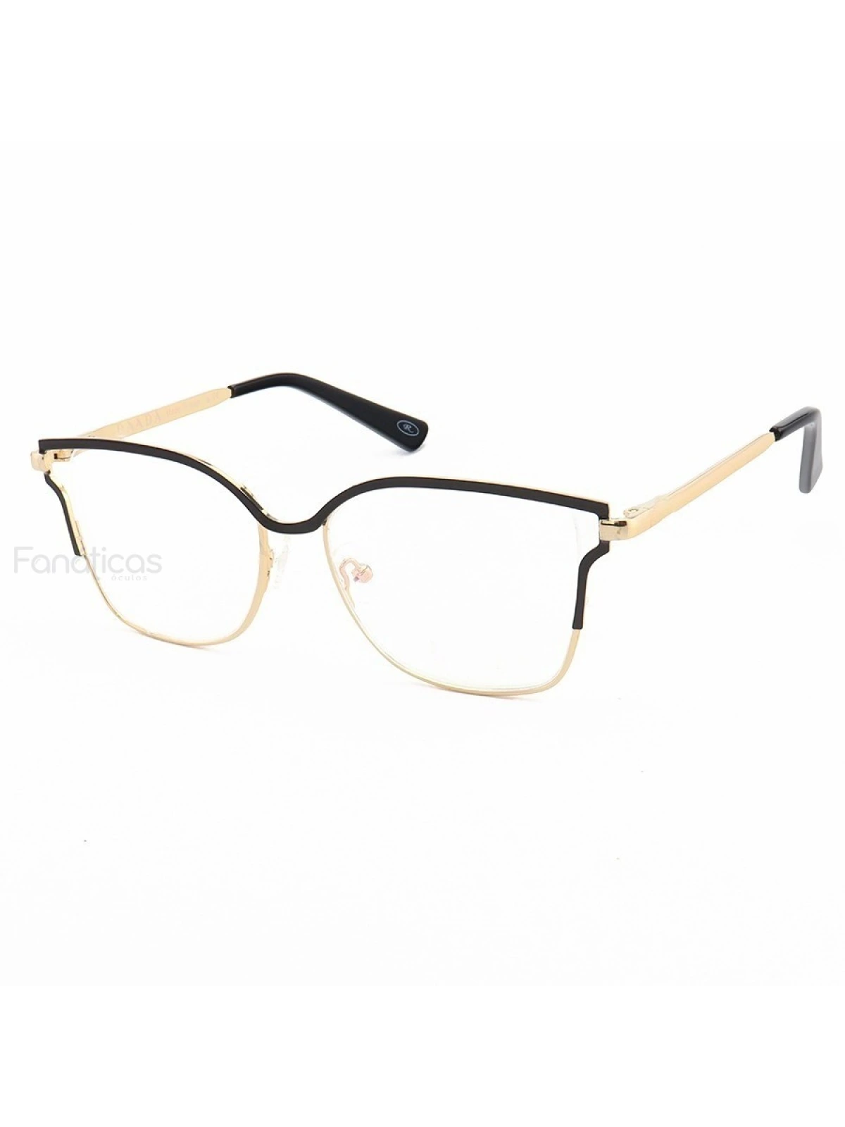 Armação de Óculos Quadrada PD54 Dourado e Preto