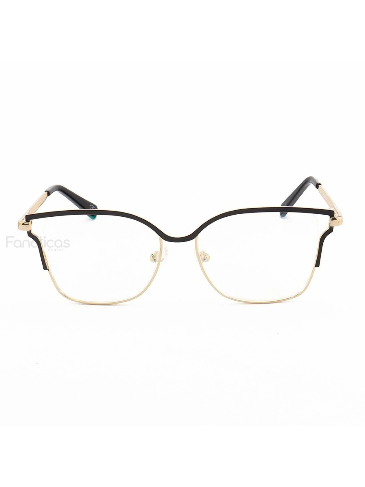 Armação de Óculos Quadrada PD54 Dourado e Preto