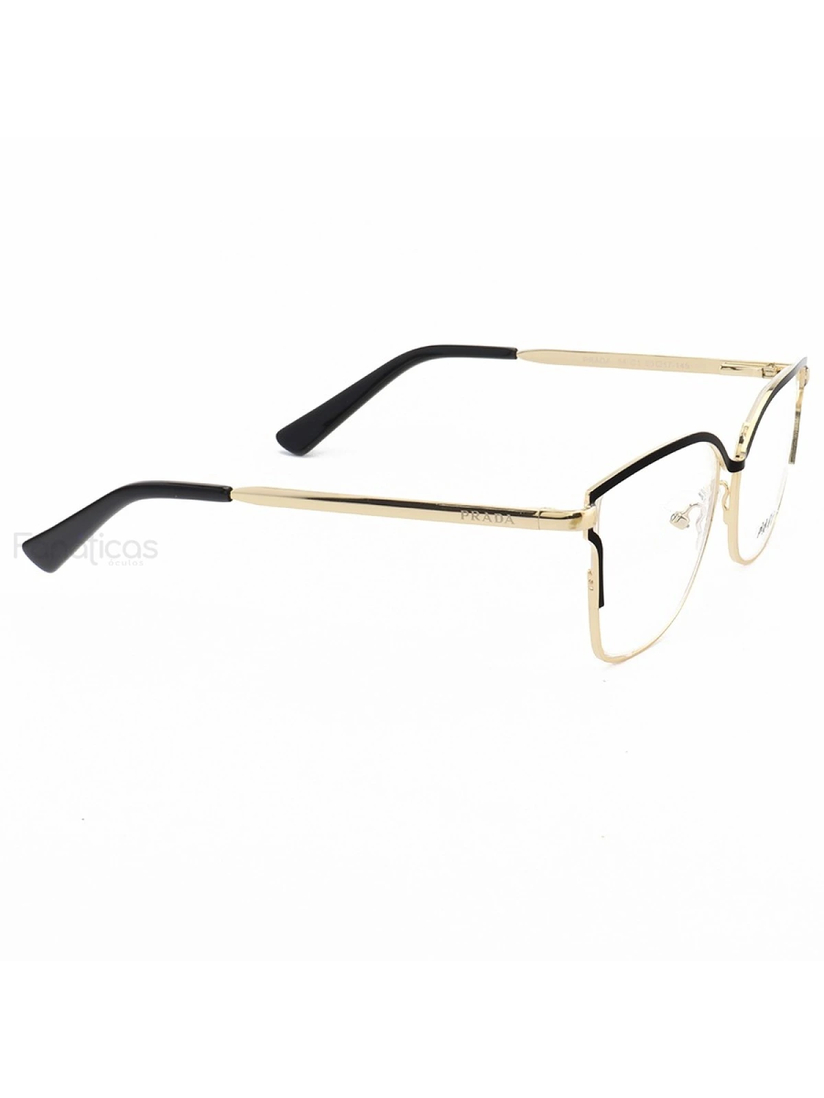 Armação de Óculos Quadrada PD54 Dourado e Preto