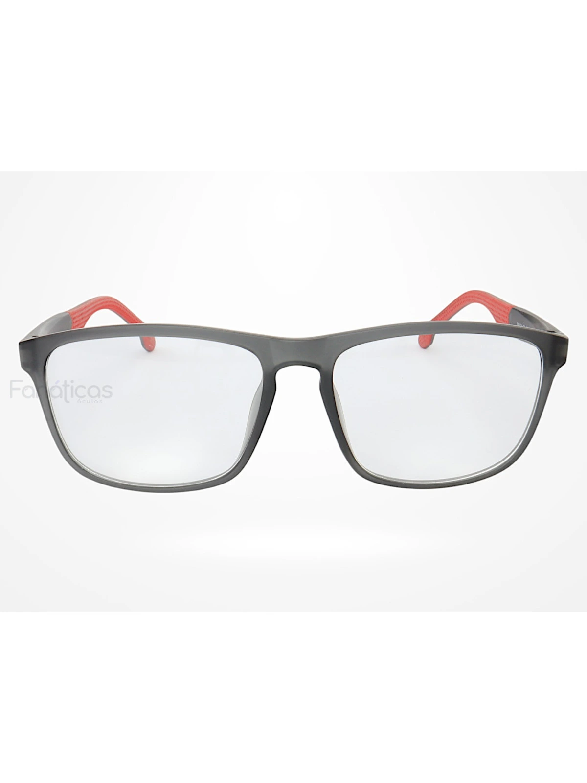 Armação de Óculos 76004 Quadrado Cinza e Vermelho