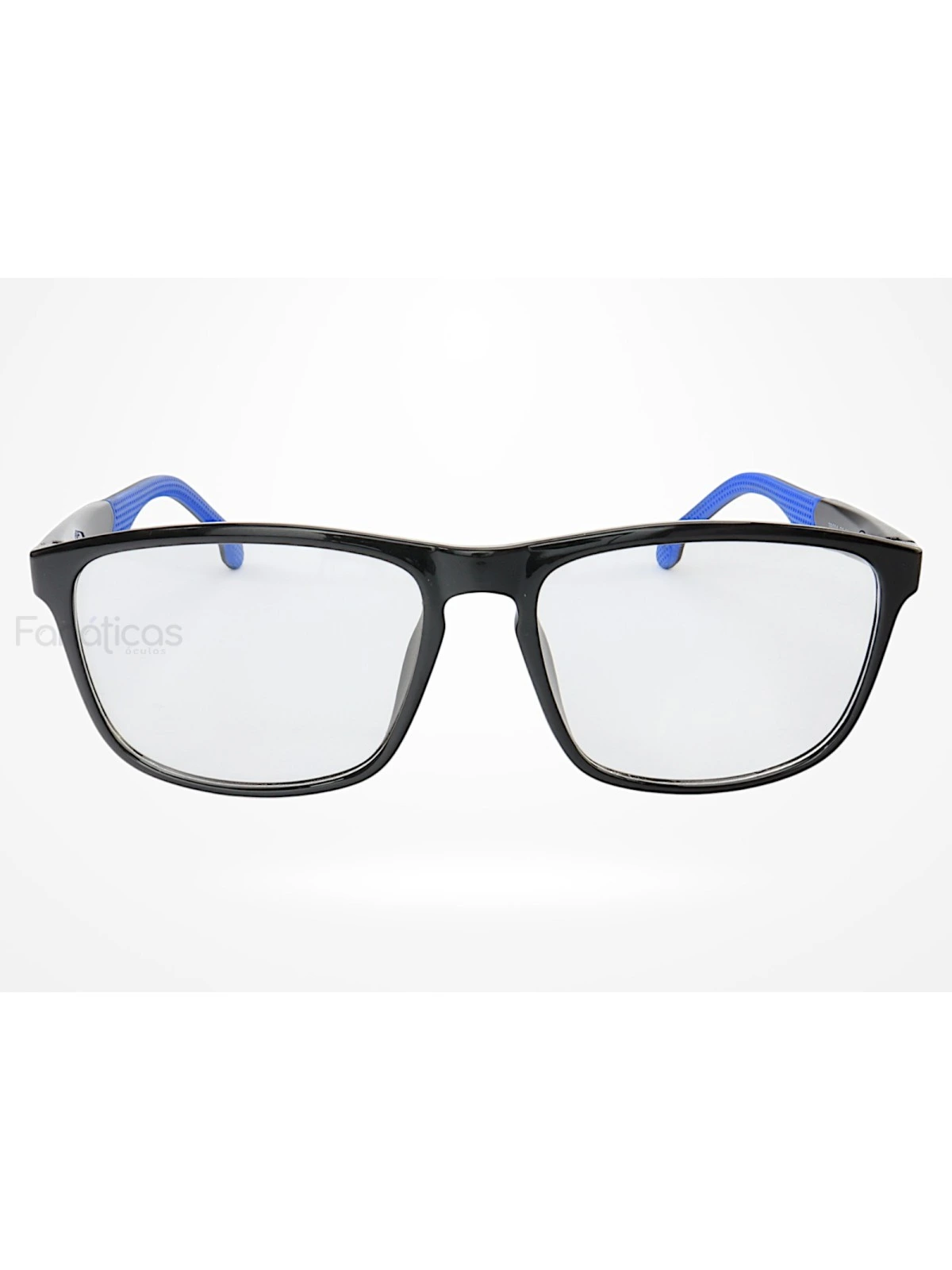 Armação de Óculos 76004 Quadrado Preto Brilho e Azul