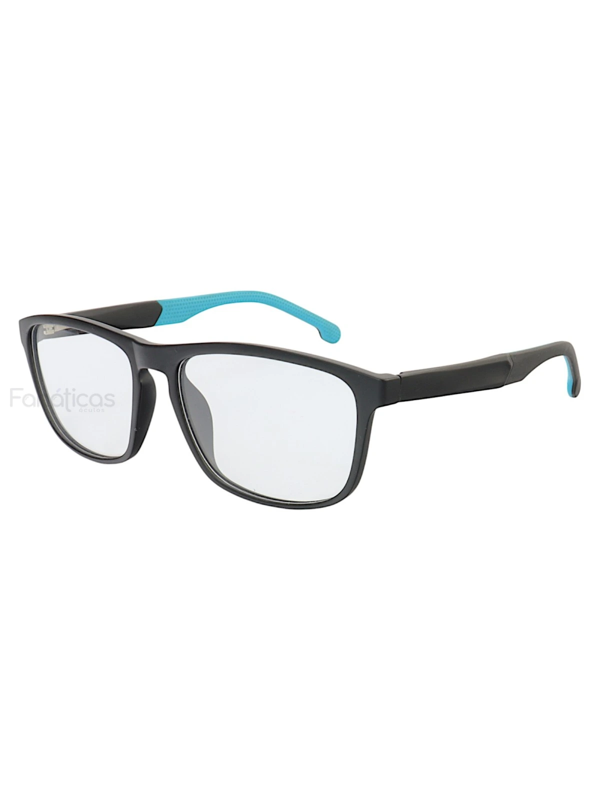 Armação de Óculos 76004 Quadrado Preto e Azul Claro