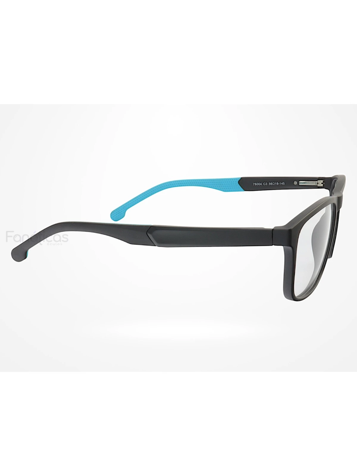 Armação de Óculos 76004 Quadrado Preto e Azul Claro