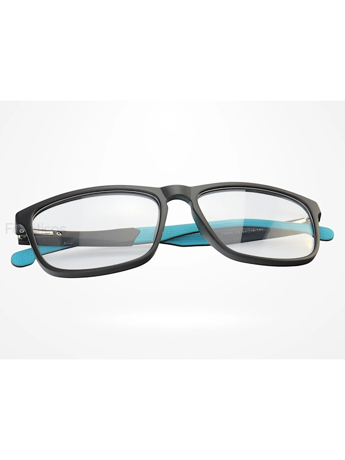 Armação de Óculos 76004 Quadrado Preto e Azul Claro