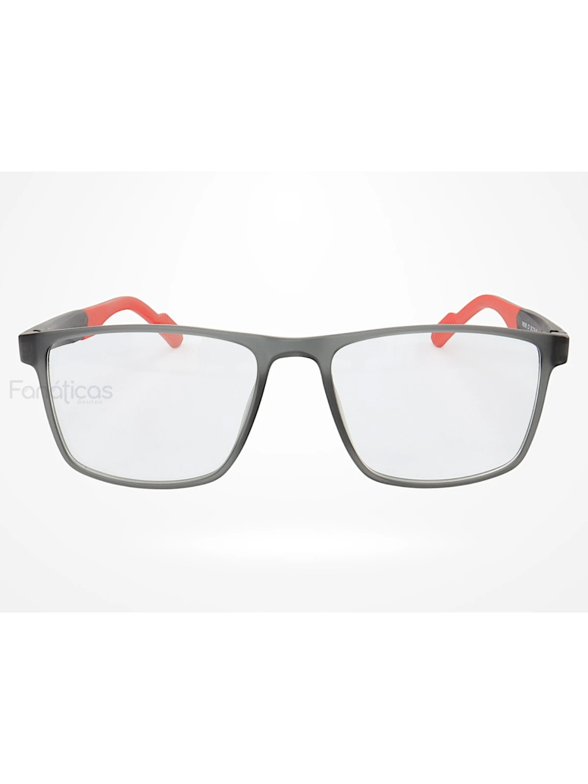 Armação de Óculos 76006 Quadrado Cinza e Vermelho