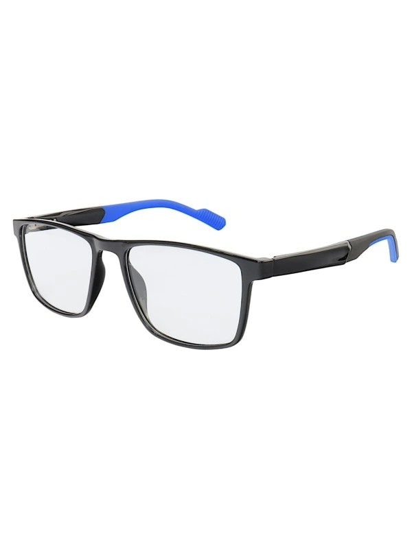 Armação de Óculos 76006 Quadrado Preto Brilho e Azul