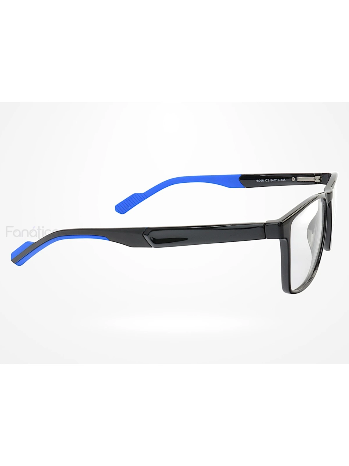 Armação de Óculos 76006 Quadrado Preto Brilho e Azul