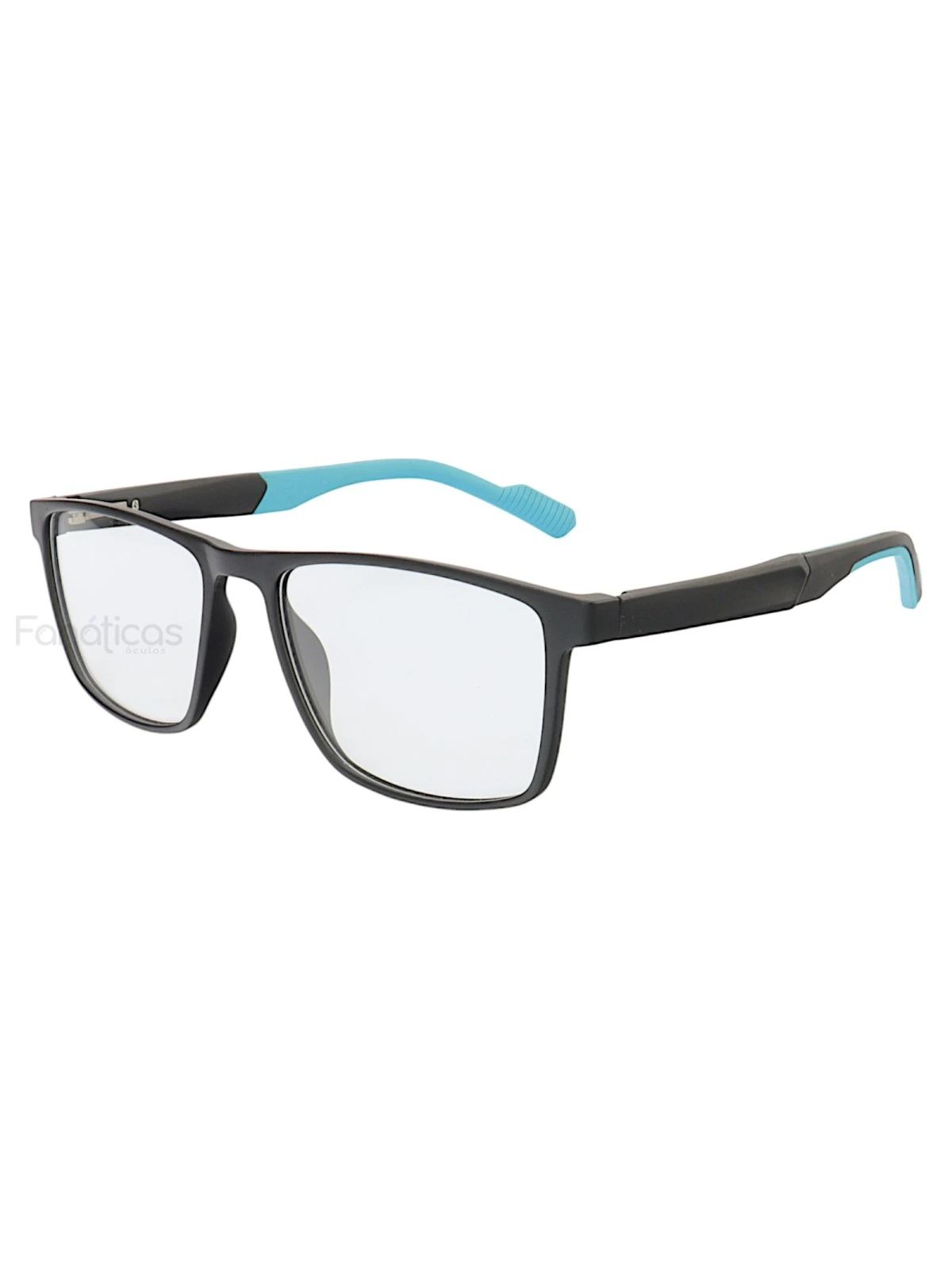Armação de Óculos 76006 Quadrado Preto e Azul Claro
