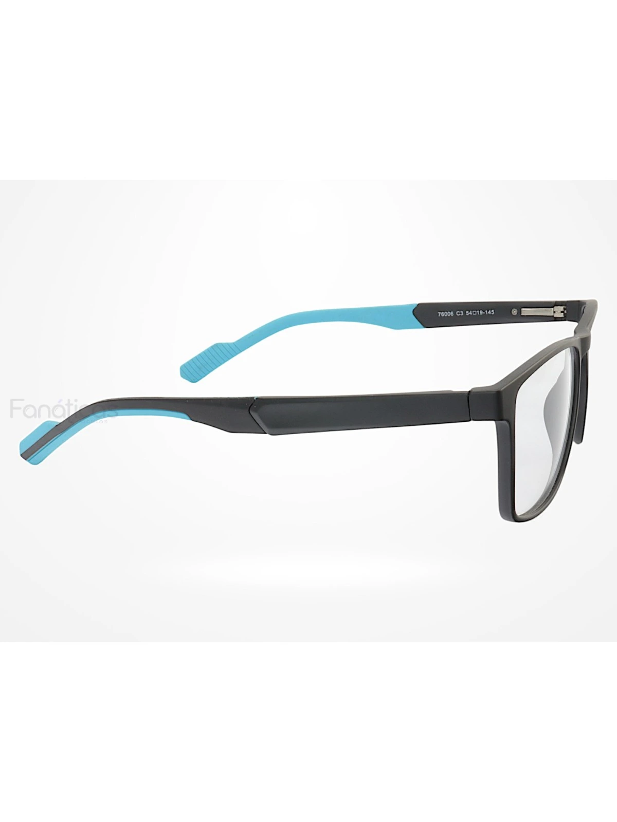 Armação de Óculos 76006 Quadrado Preto e Azul Claro