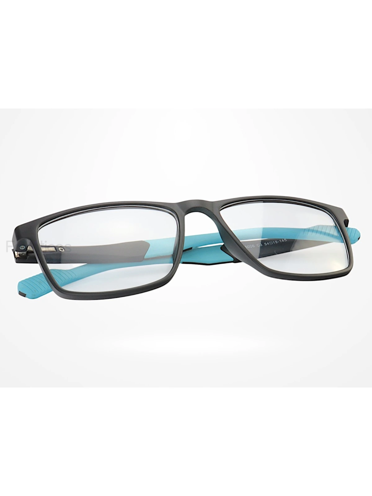 Armação de Óculos 76006 Quadrado Preto e Azul Claro