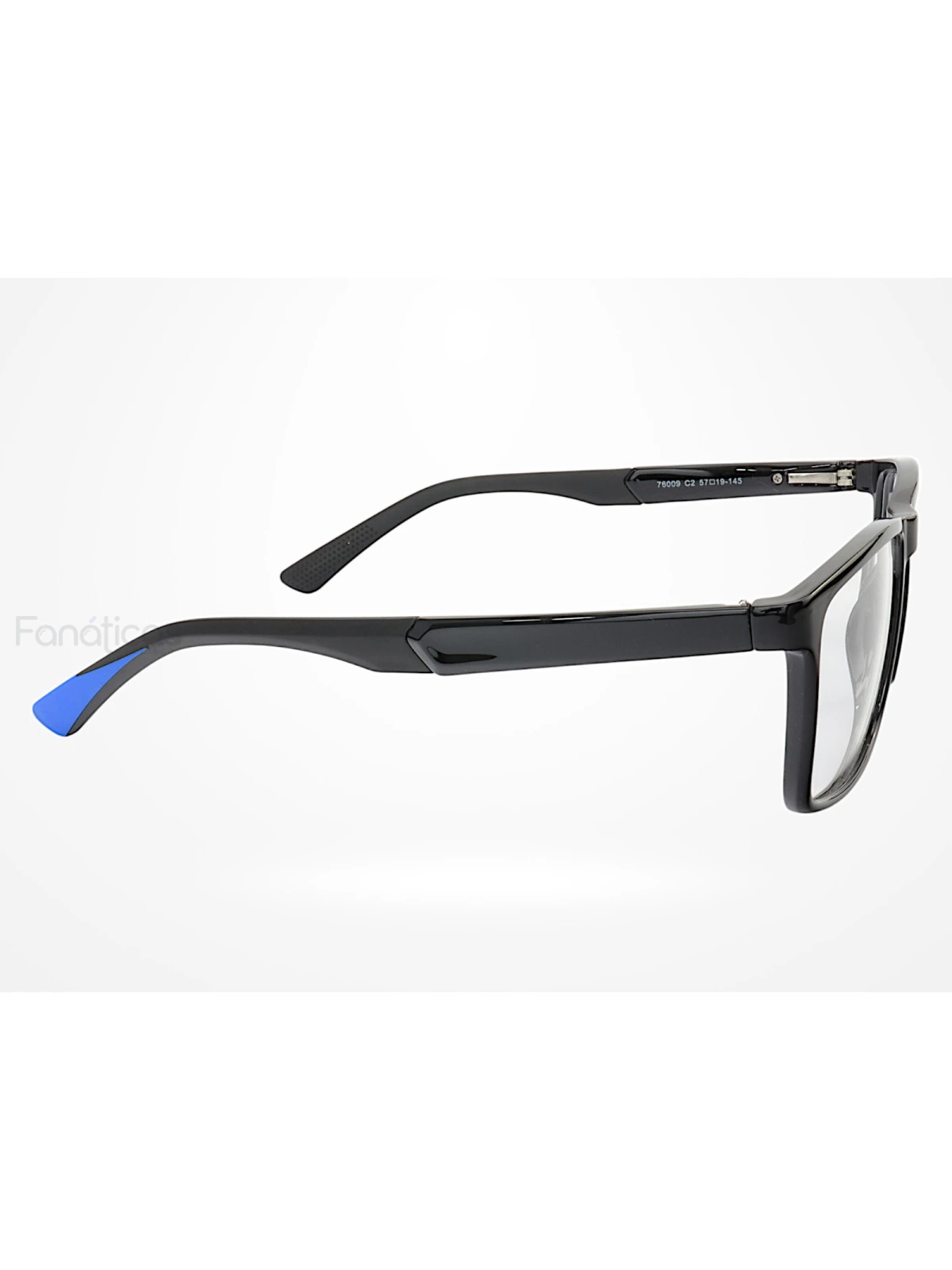 Armação de Óculos 76009 Quadrado Preto Brilho e Azul