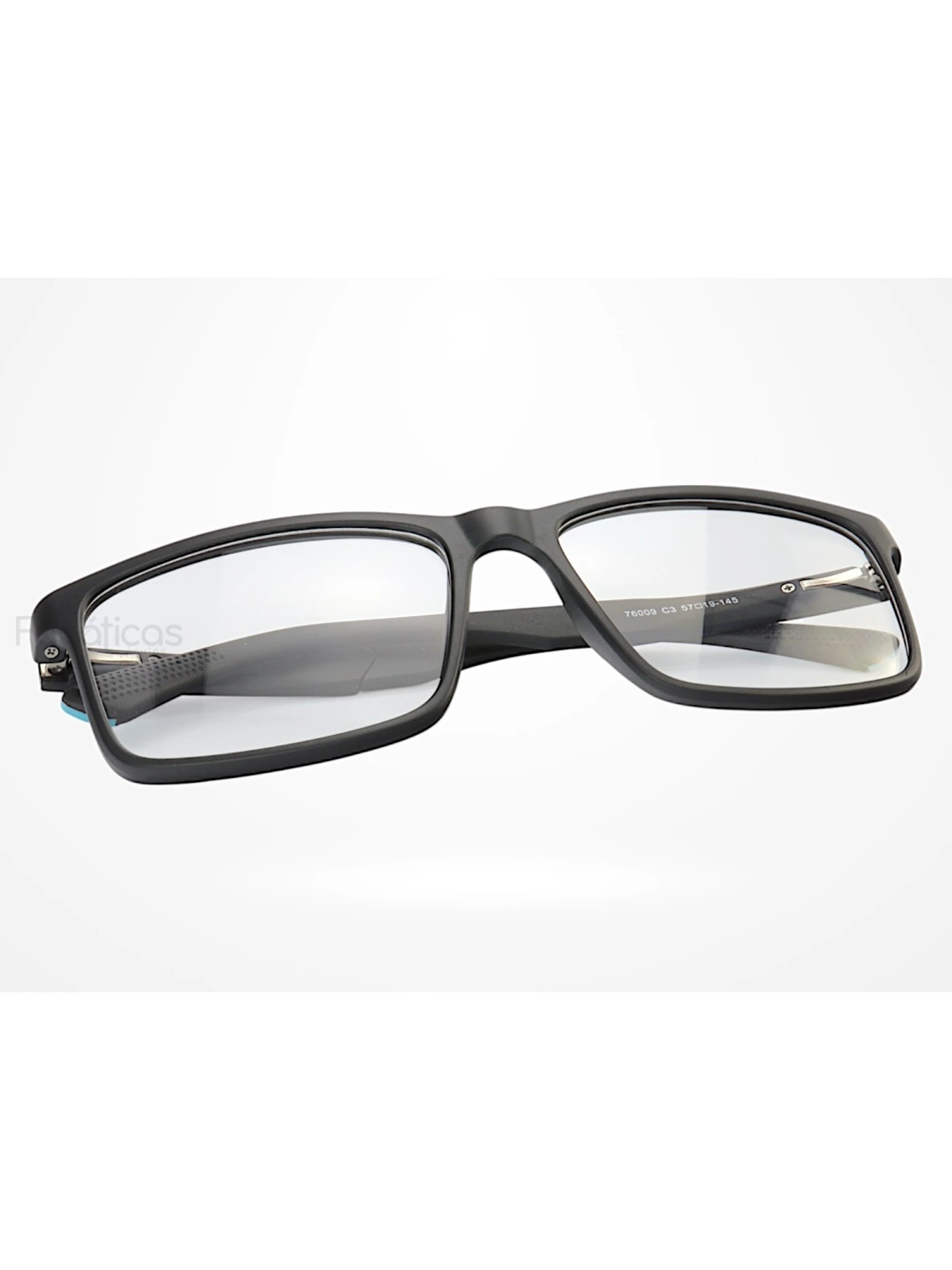 Armação de Óculos 76009 Quadrado Preto e Azul Claro