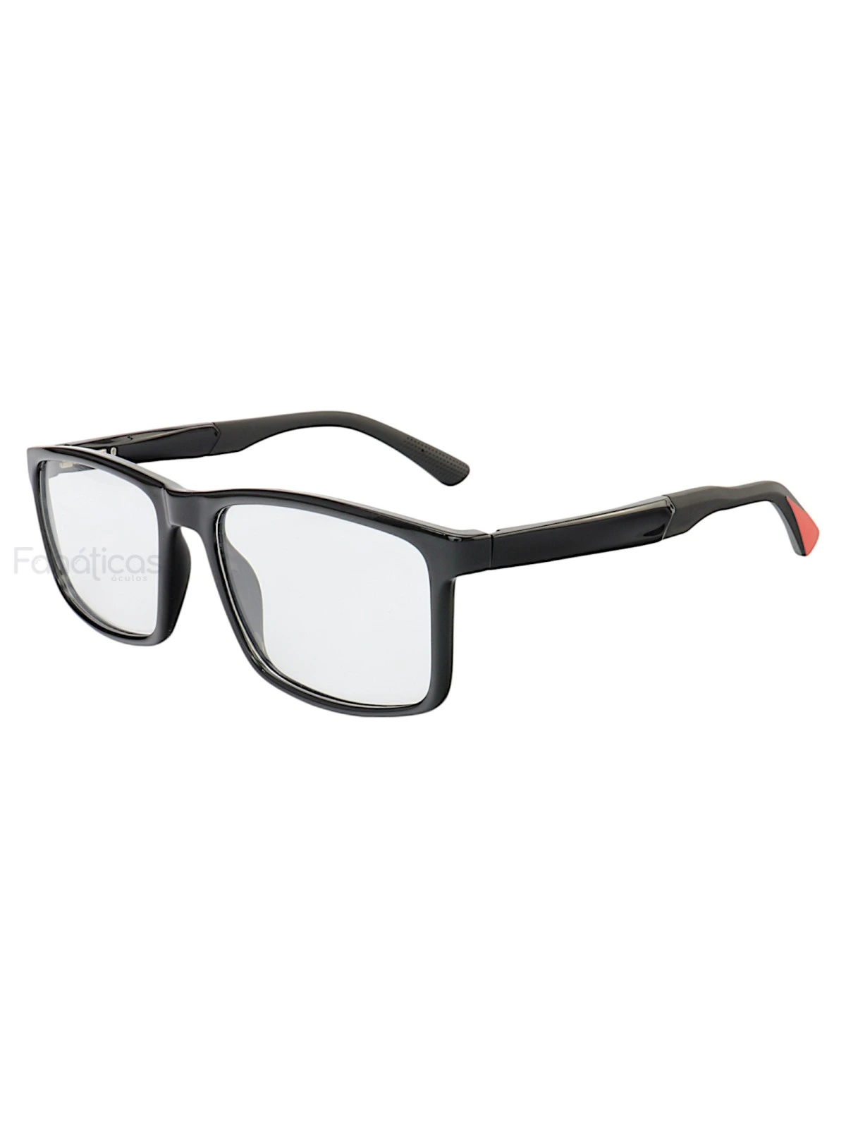Armação de Óculos 76009 Quadrado Preto e Vermelho