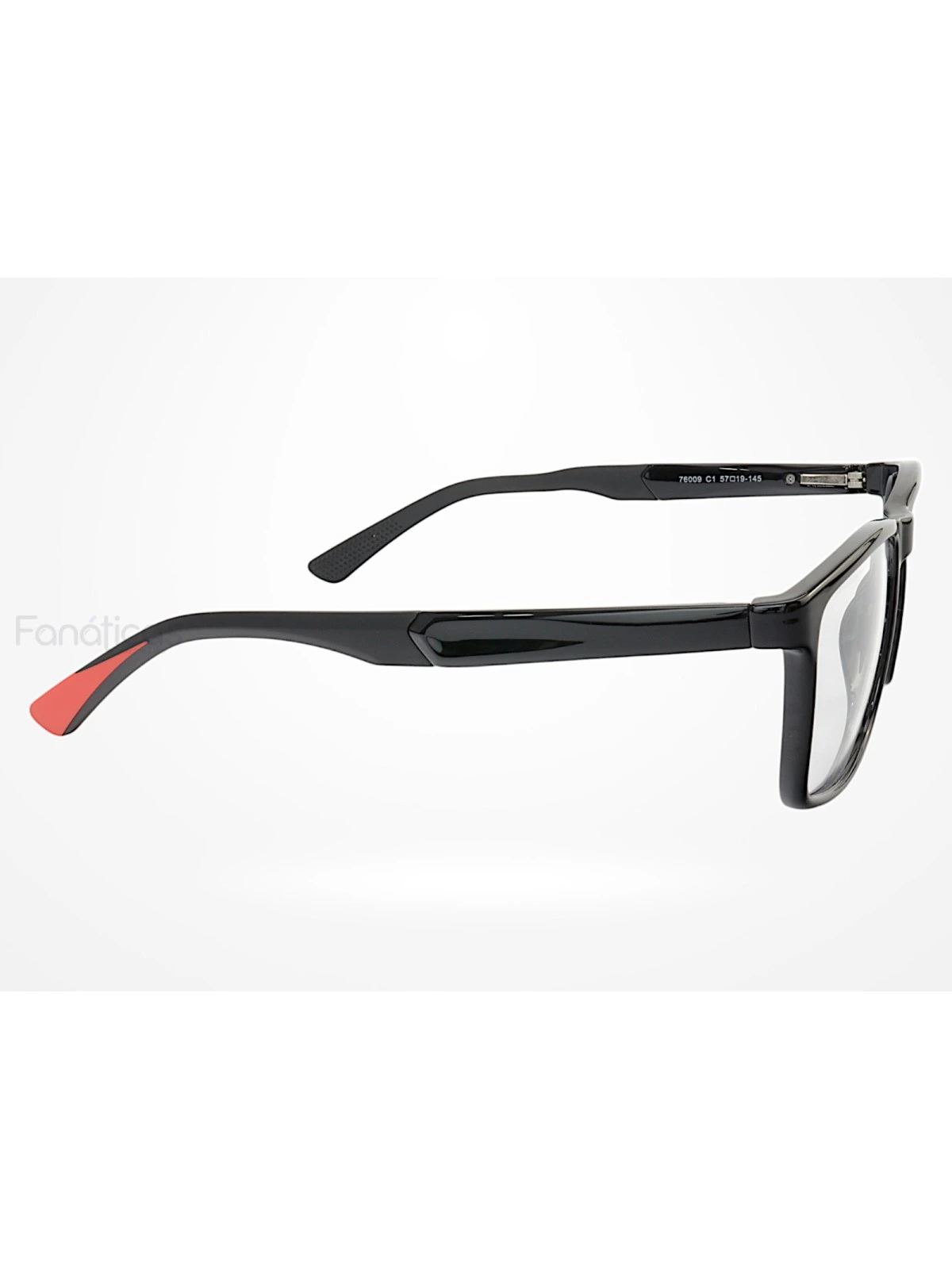 Armação de Óculos 76009 Quadrado Preto e Vermelho