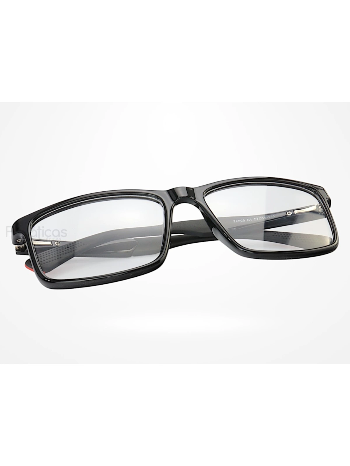 Armação de Óculos 76009 Quadrado Preto e Vermelho