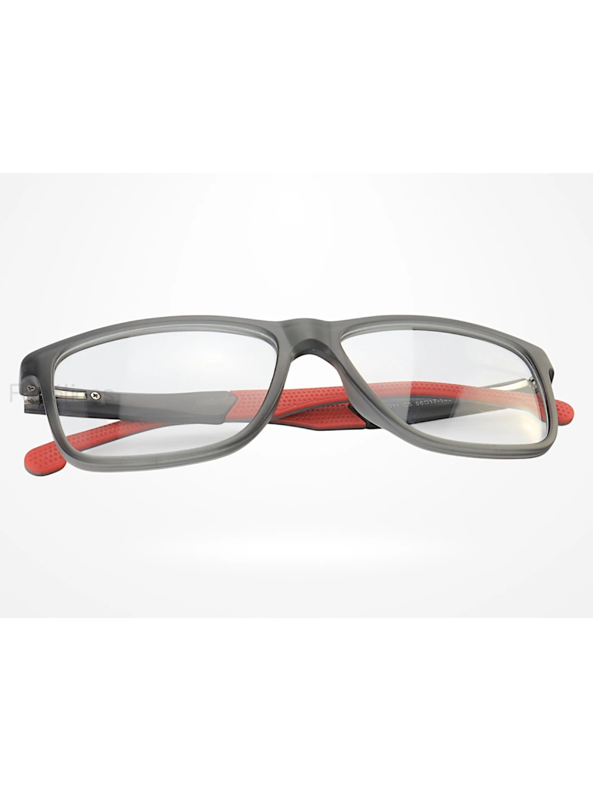 Armação de Óculos 76011 Quadrado Cinza e Vermelho