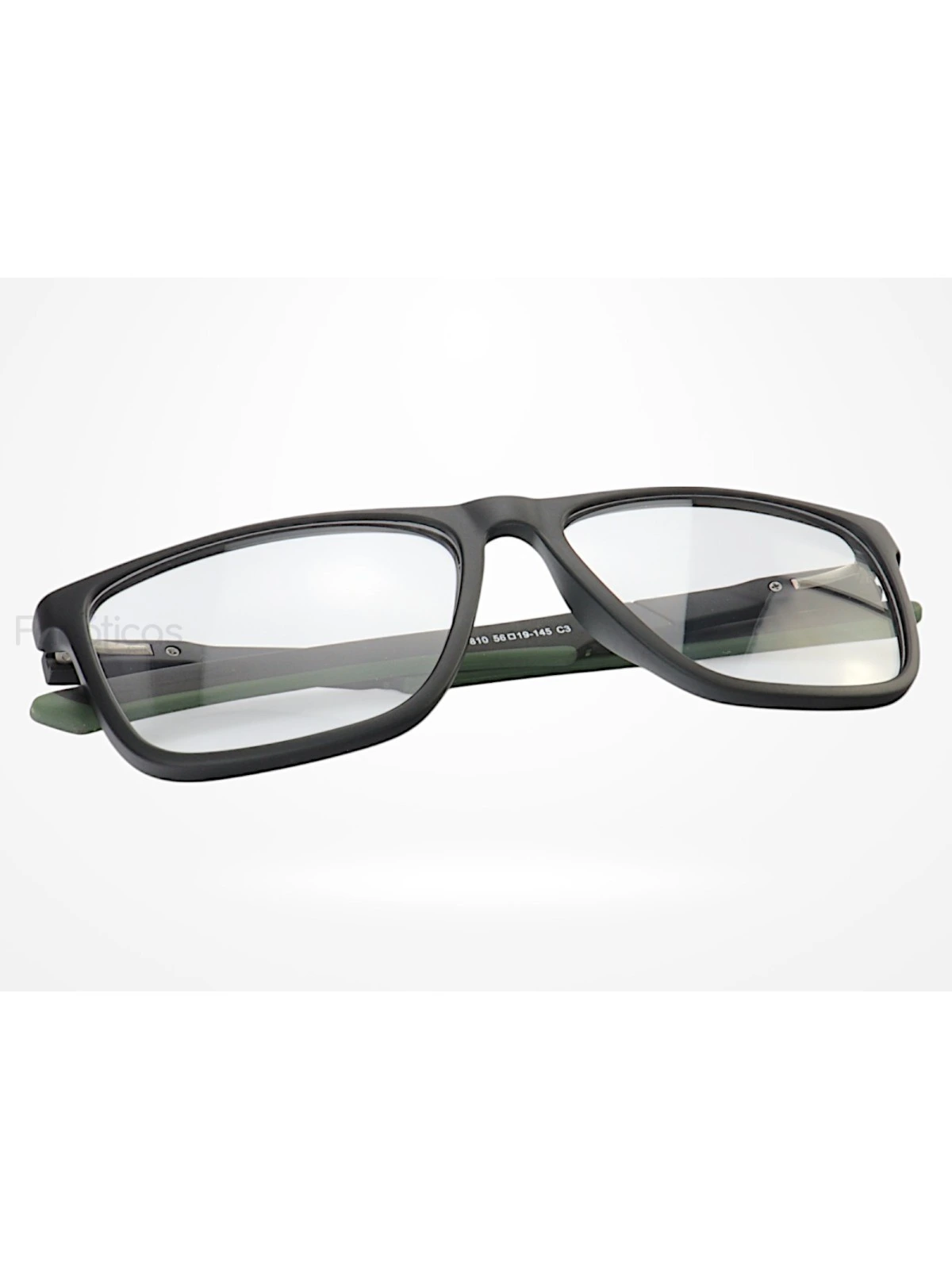 Armação de Óculos 7810 Quadrado Preto e Verde