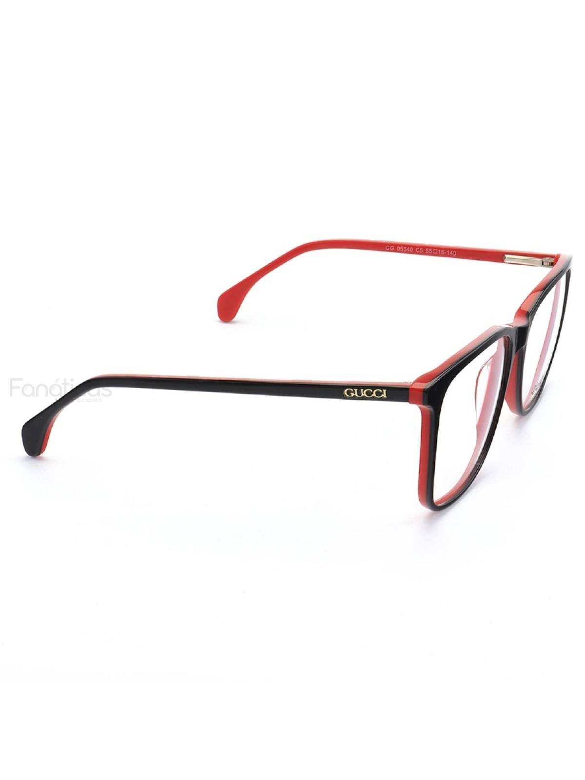 Armação de Óculos Quadrado GG05540 Preto e Vermelho
