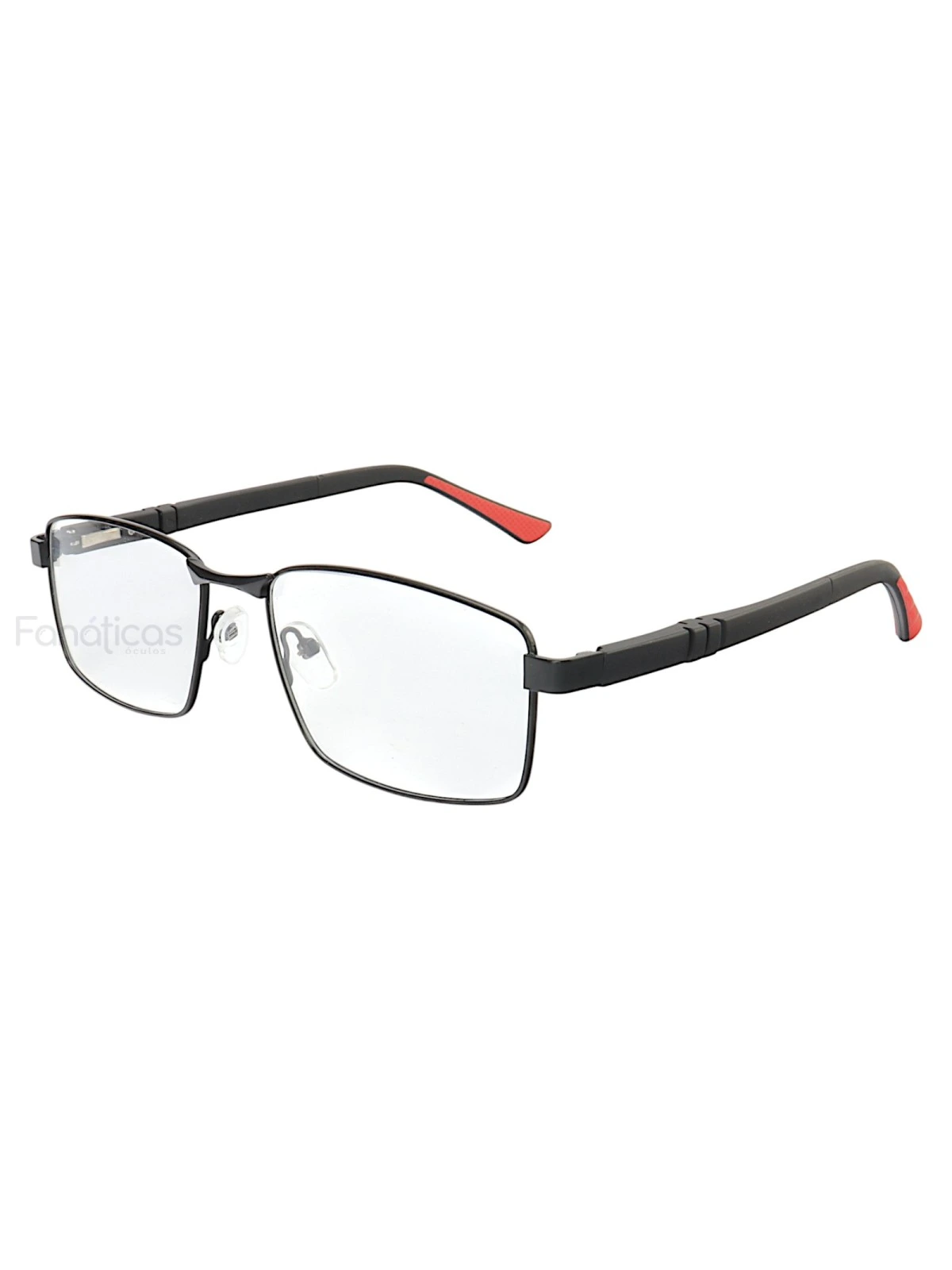 Armação de Óculos 81007 Quadrado Preto e Vermelho