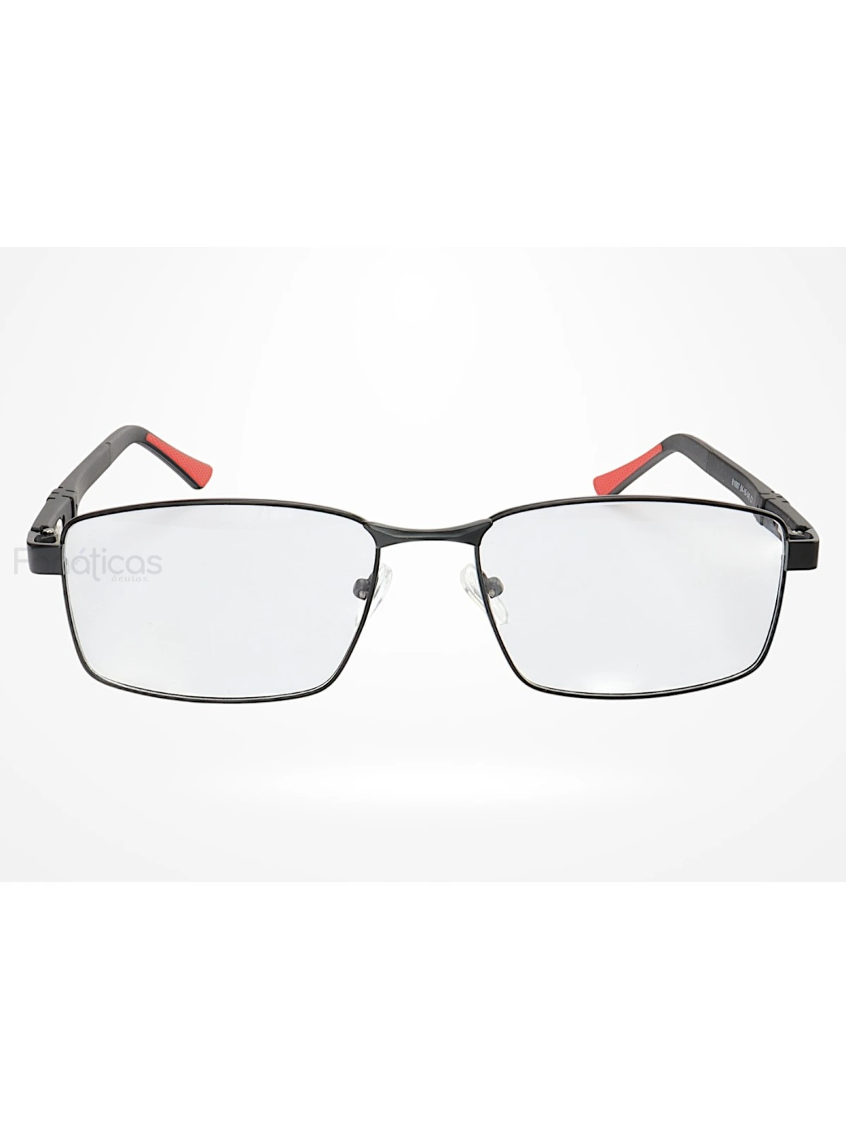Armação de Óculos 81007 Quadrado Preto e Vermelho