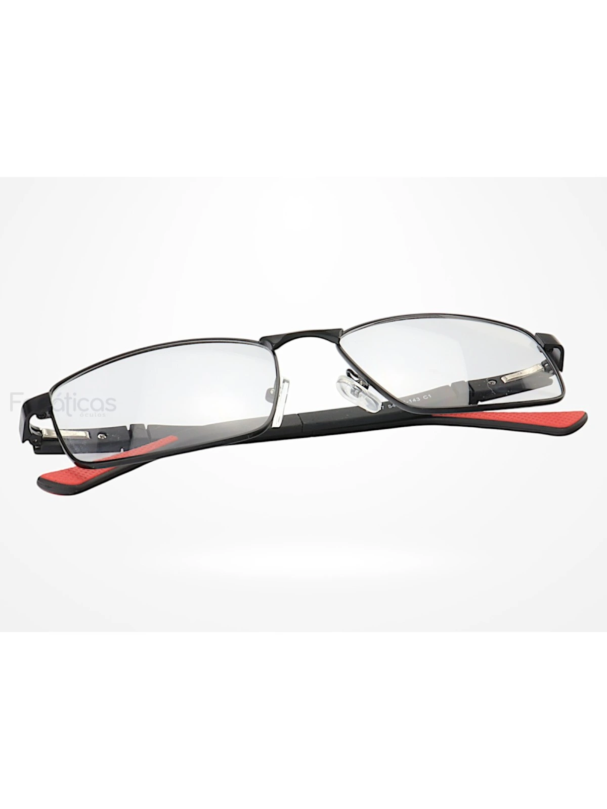 Armação de Óculos 81007 Quadrado Preto e Vermelho
