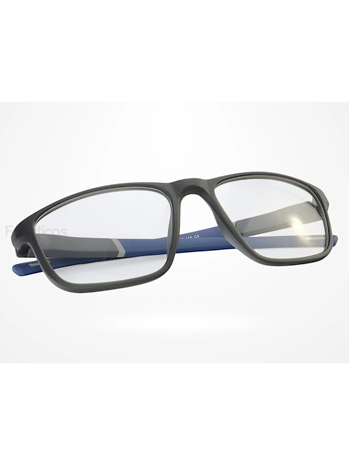 Armação de Óculos 8207 Esportivo Quadrado Cinza e Azul