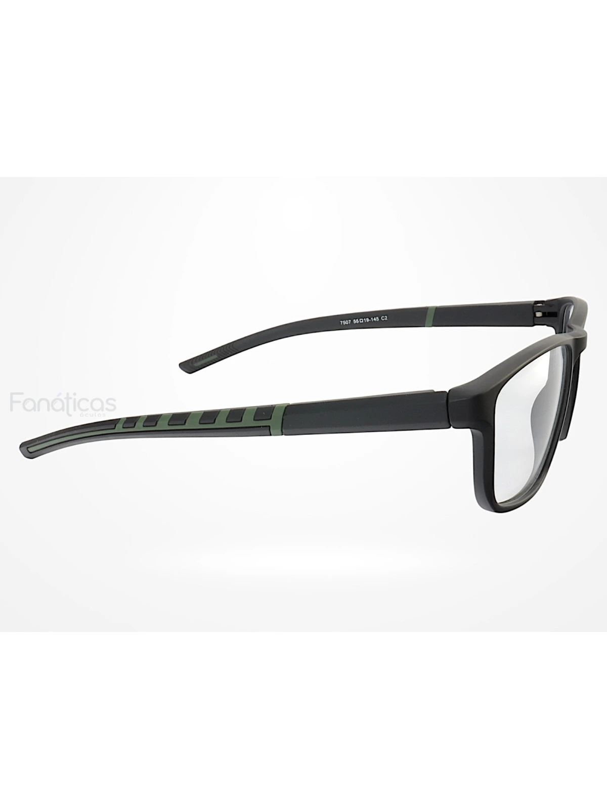 Armação de Óculos 8207 Esportivo Quadrado Preto e Verde