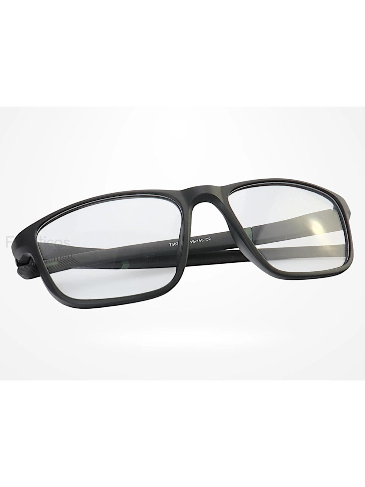 Armação de Óculos 8207 Esportivo Quadrado Preto e Verde