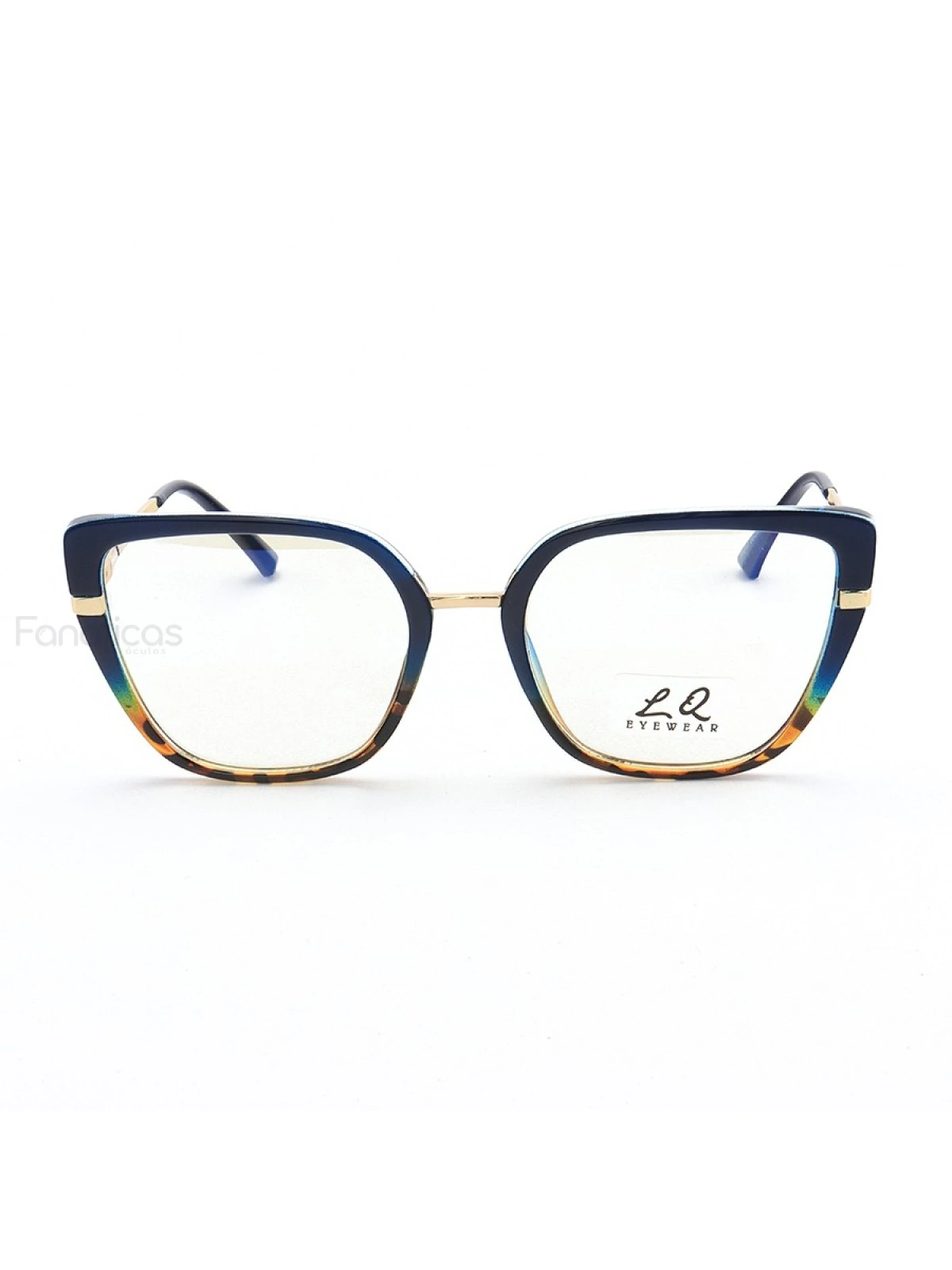 Armação de Óculos Quadrado LQ95280 Azul e Tartaruga
