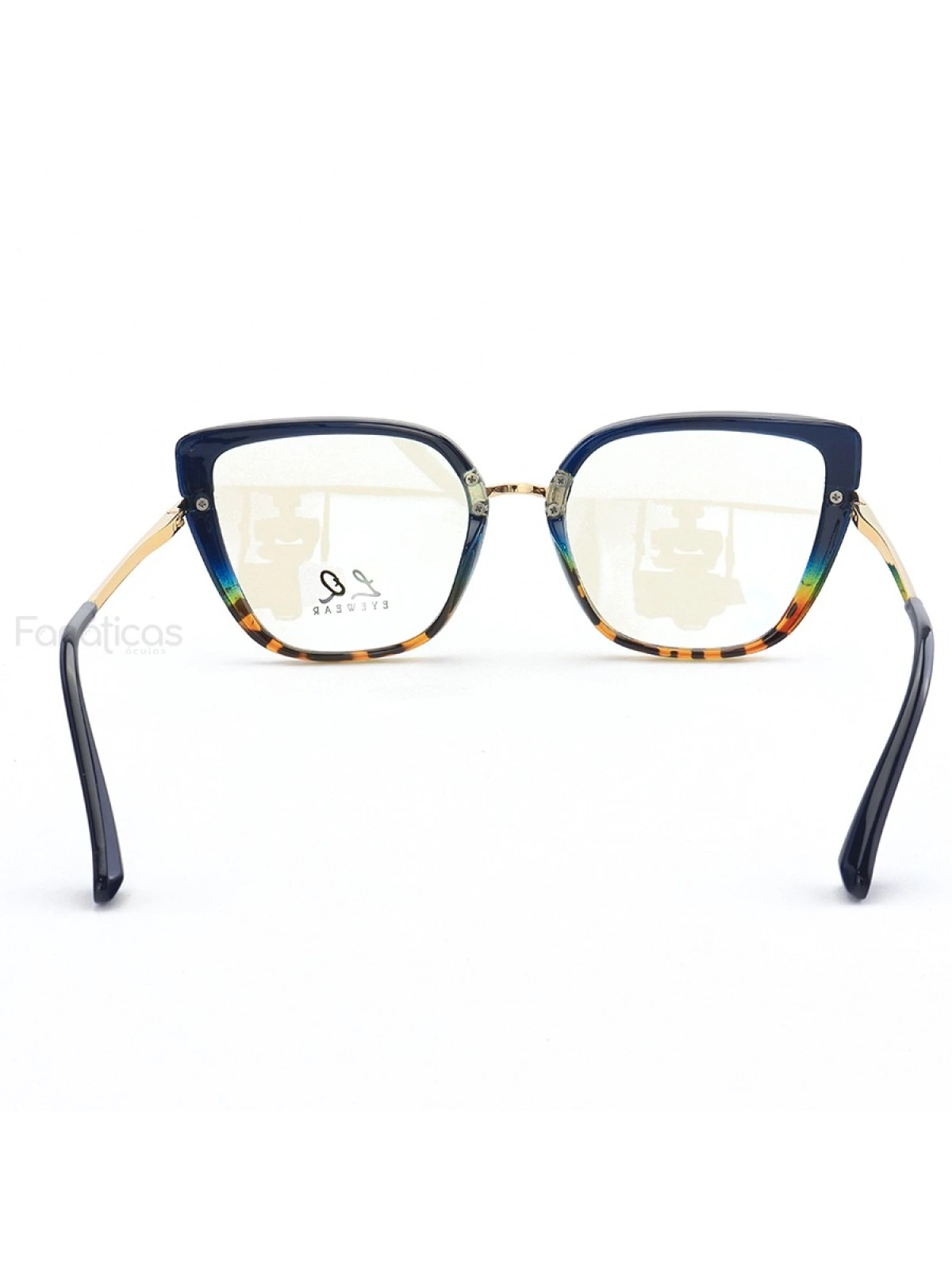 Armação de Óculos Quadrado LQ95280 Azul e Tartaruga