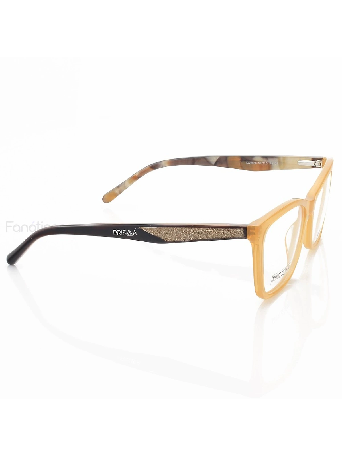Armação de Óculos Quadrado MY6086 Acetato Laranja e Marrom