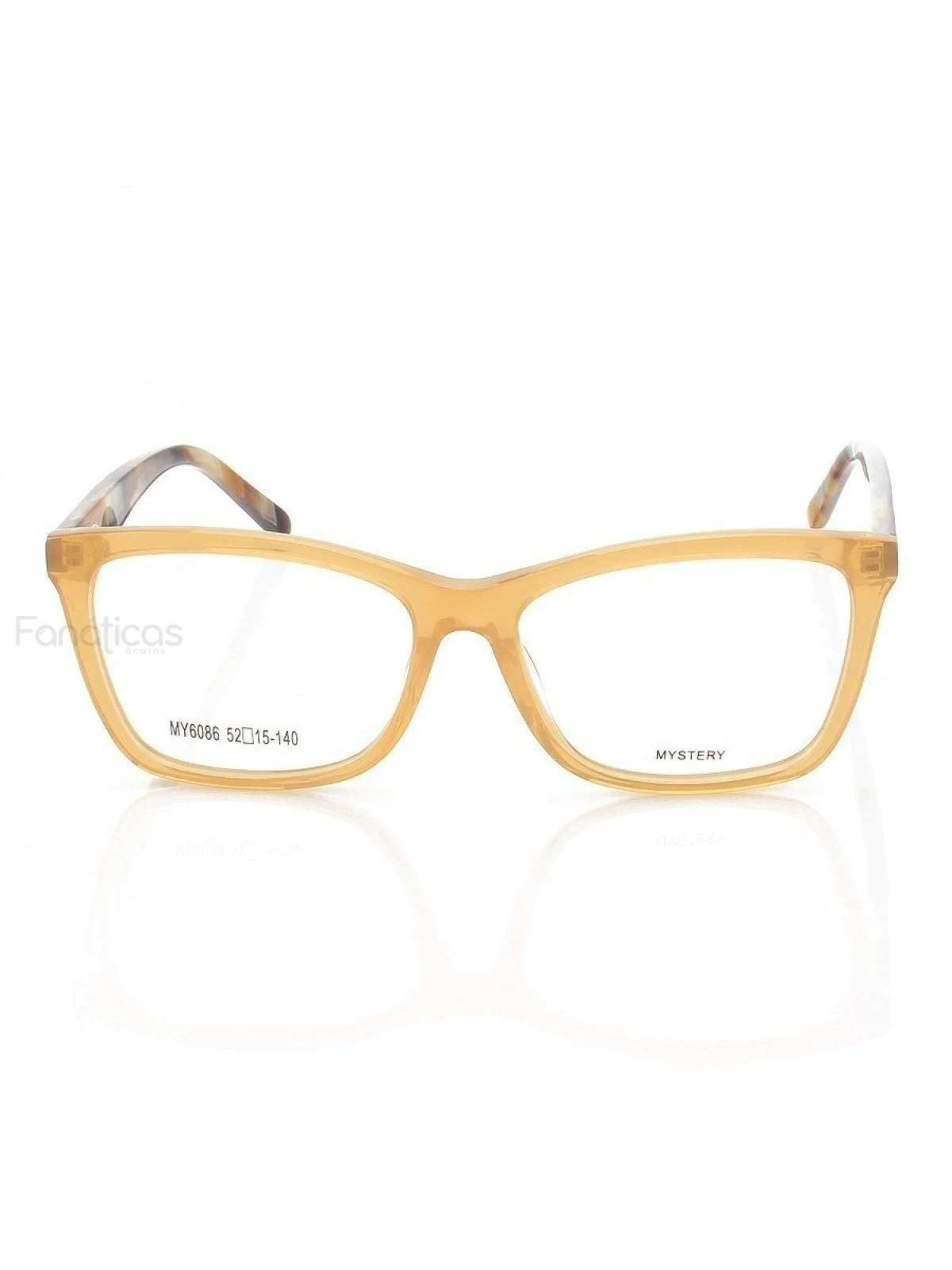 Armação de Óculos Quadrado MY6086 Acetato Laranja e Marrom