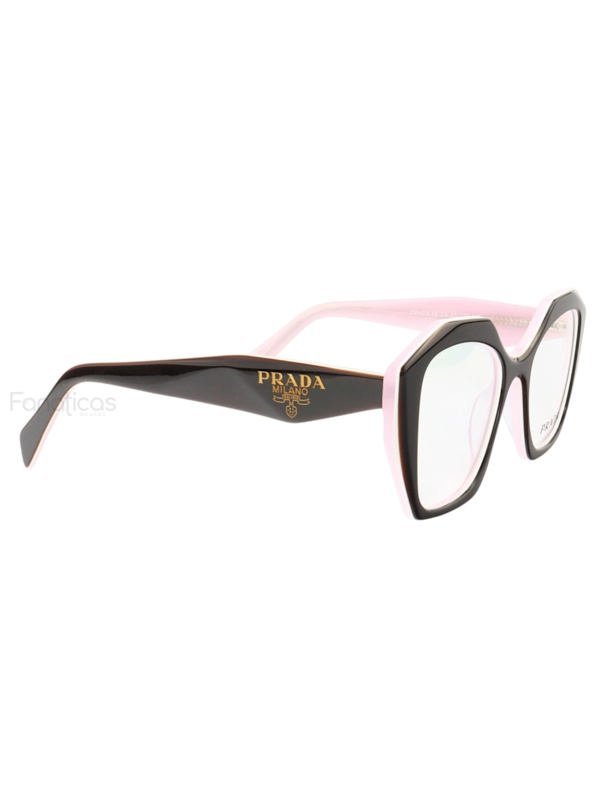 Armação de Óculos Quadrado PD58 Preto e Rosa