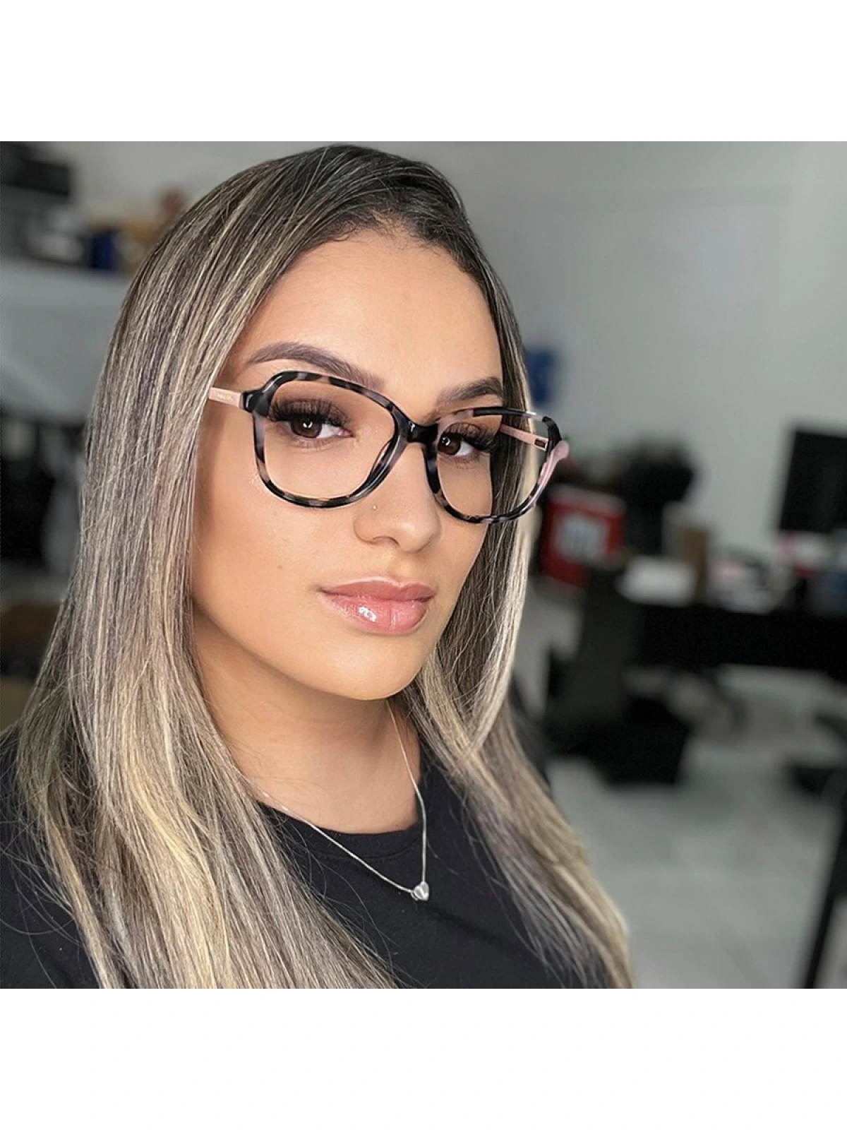 Armação de Óculos Quadrado TF2211 Rosa Tartaruga