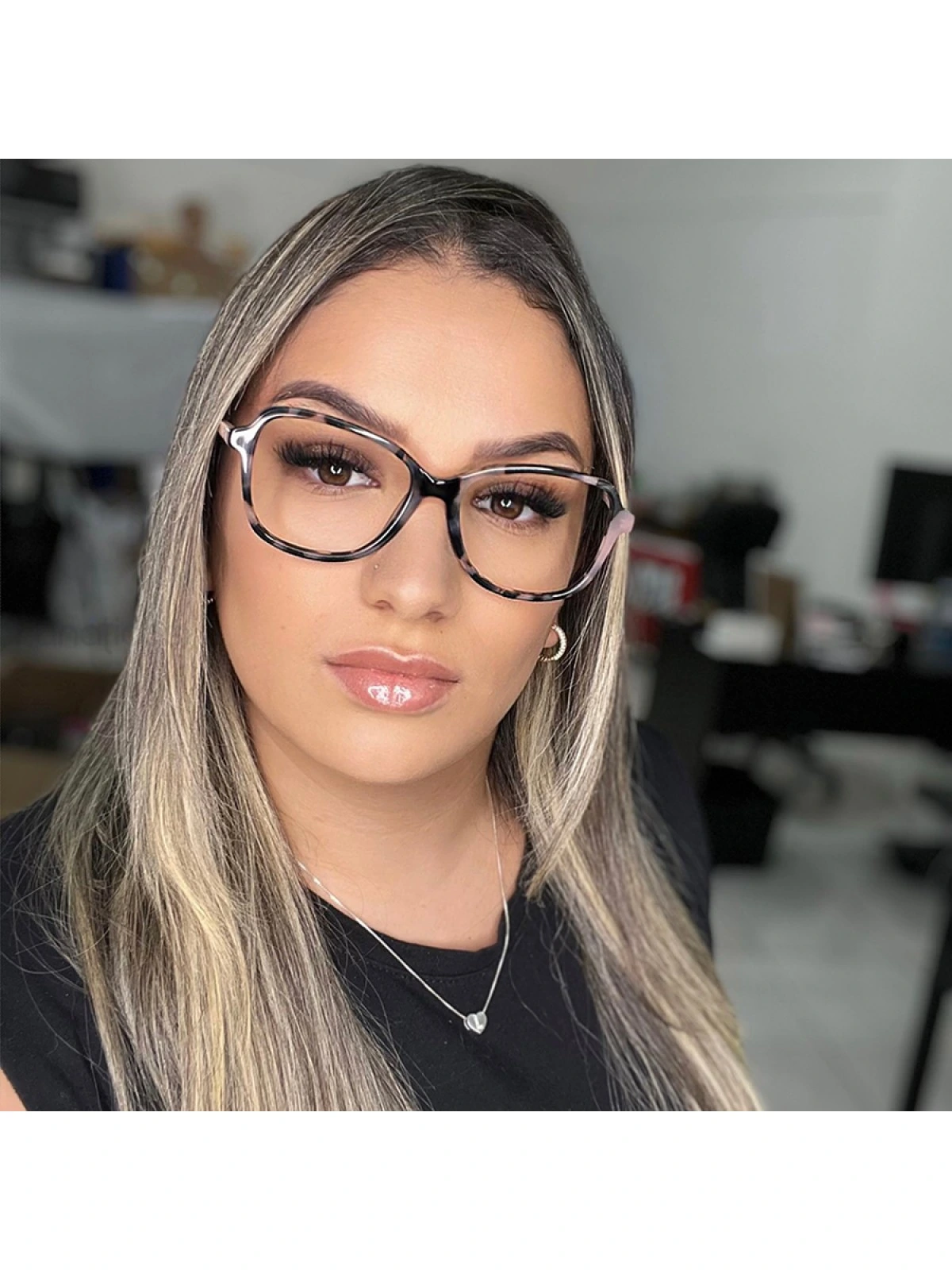 Armação de Óculos Quadrado TF2211 Rosa Tartaruga