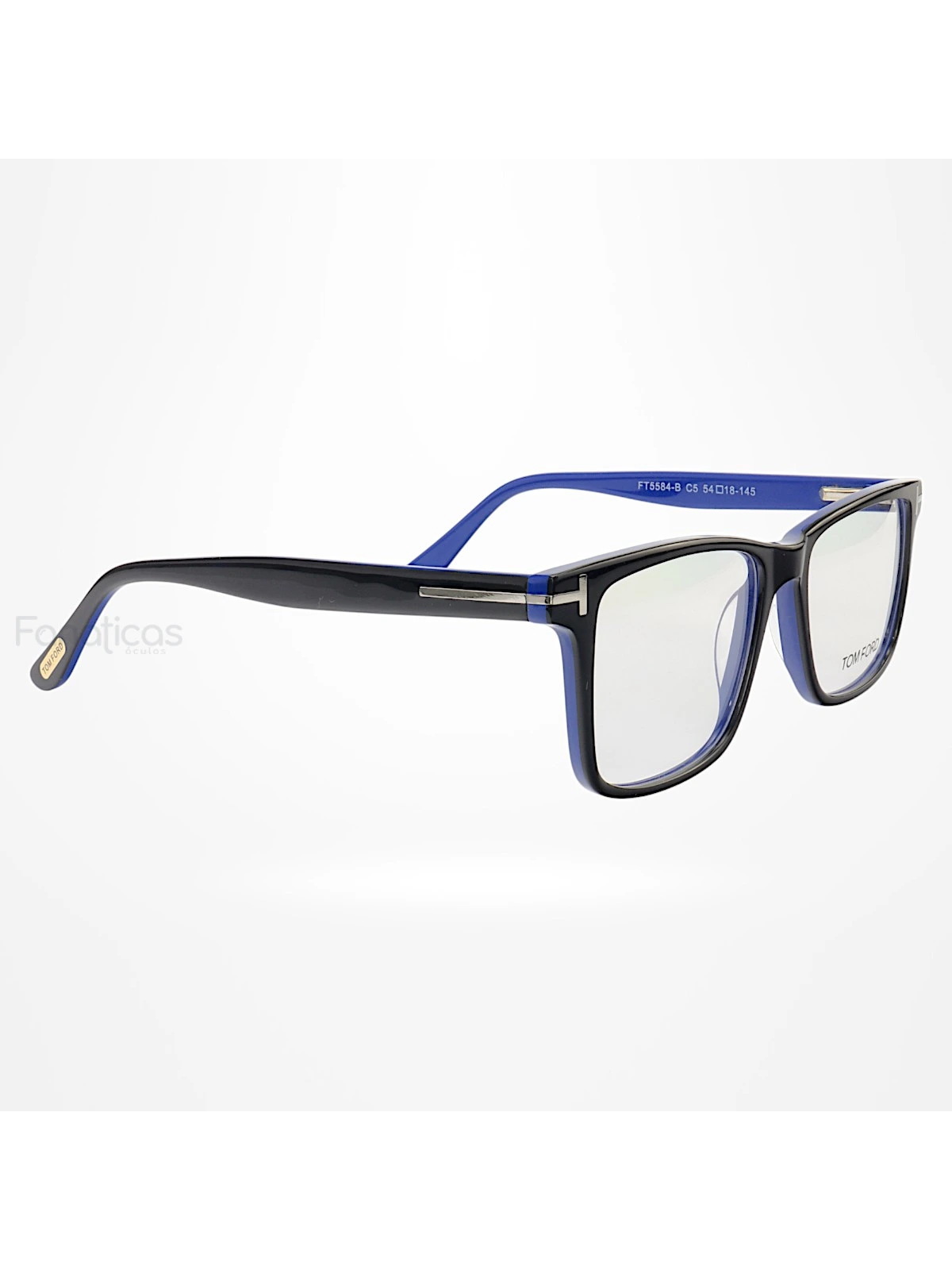 Armação de Óculos Quadrado TF5584 Preto e Azul