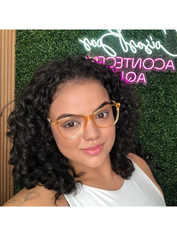 Armacao de Óculos Quadrado TF5702 Laranja e Nude