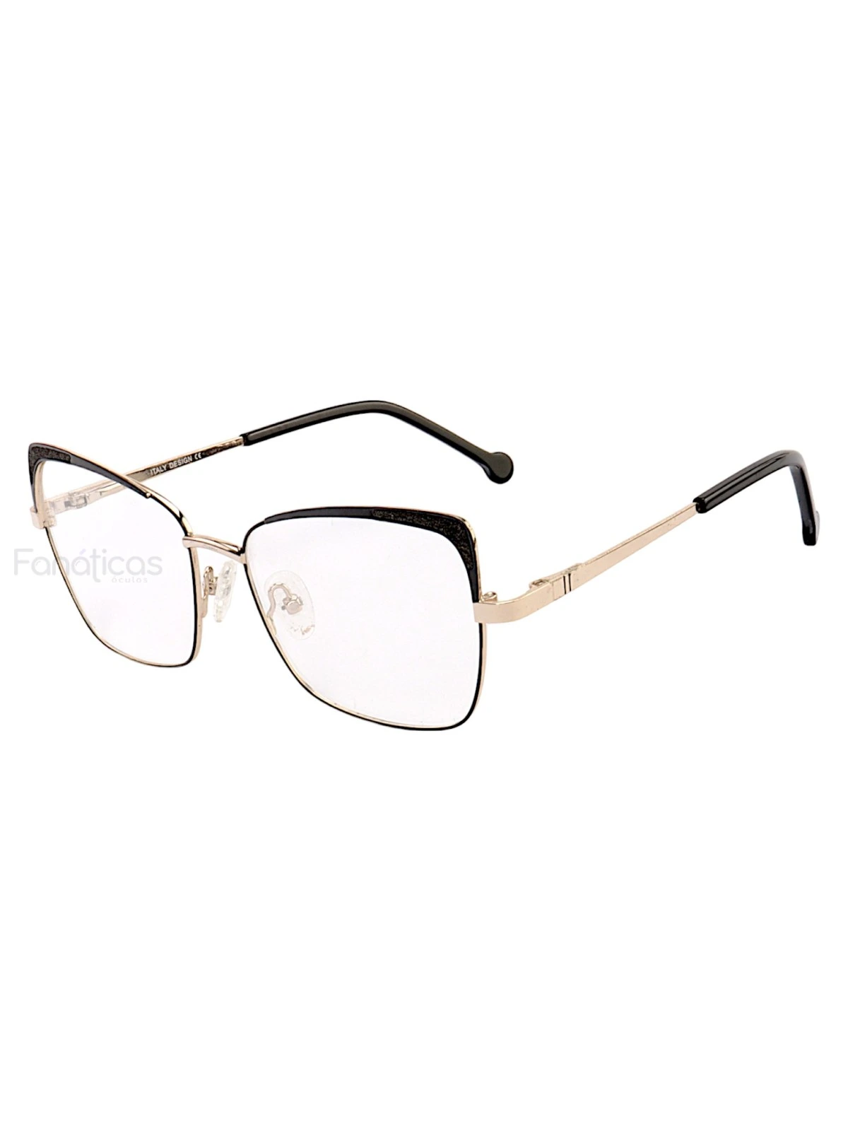 Armação de Óculos Quadrado VC8006 Preto e Dourado